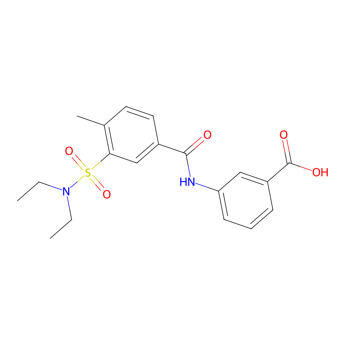 3-[3-(Diethylsulfamoyl)-4-methylbenzamido]benzoic acid molecular structure, CAS 5230-04-6