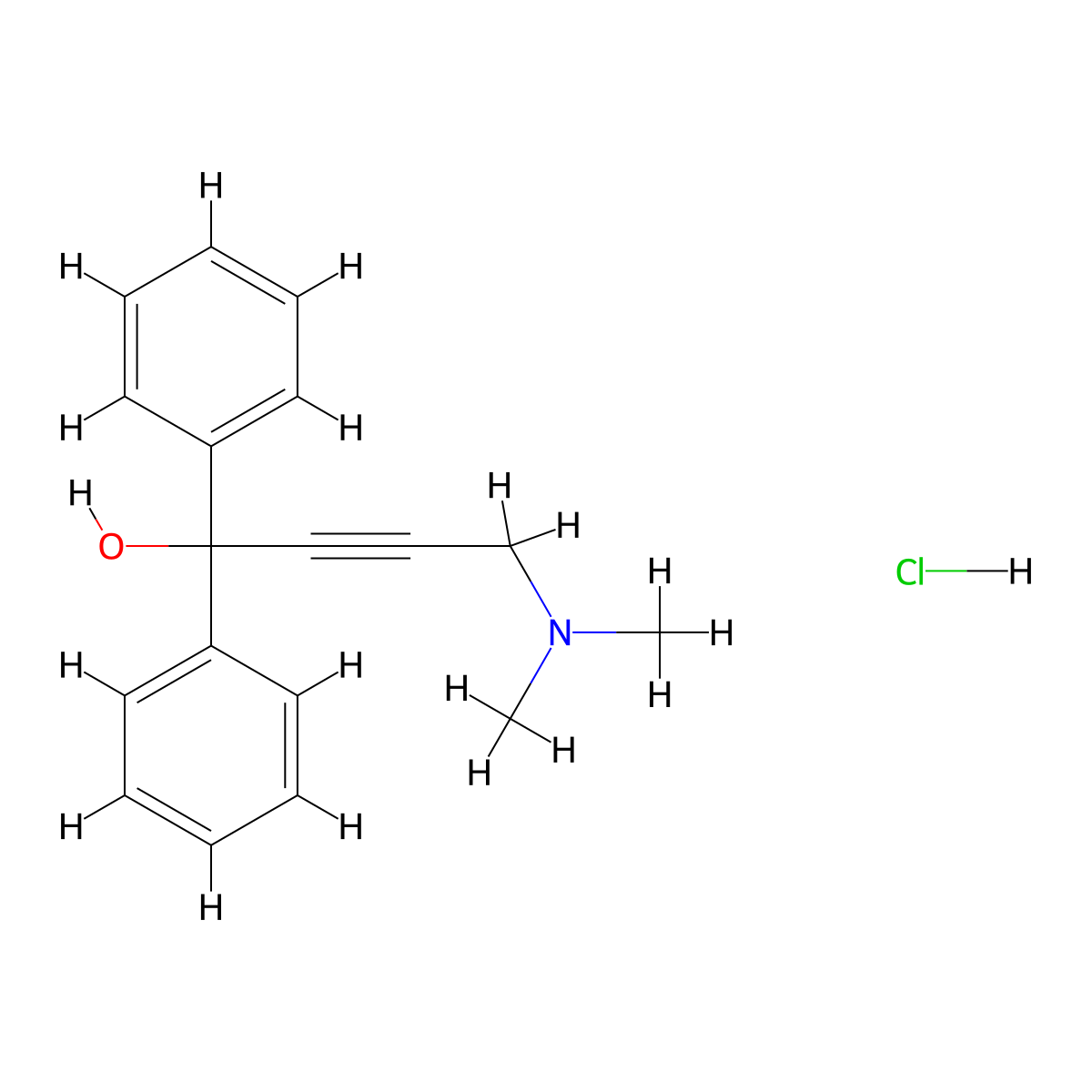 4-(Dimethylamino)-1,1-diphenylbut-2-yn-1-ol;hydrochloride molecular structure, CAS 5230-24-0