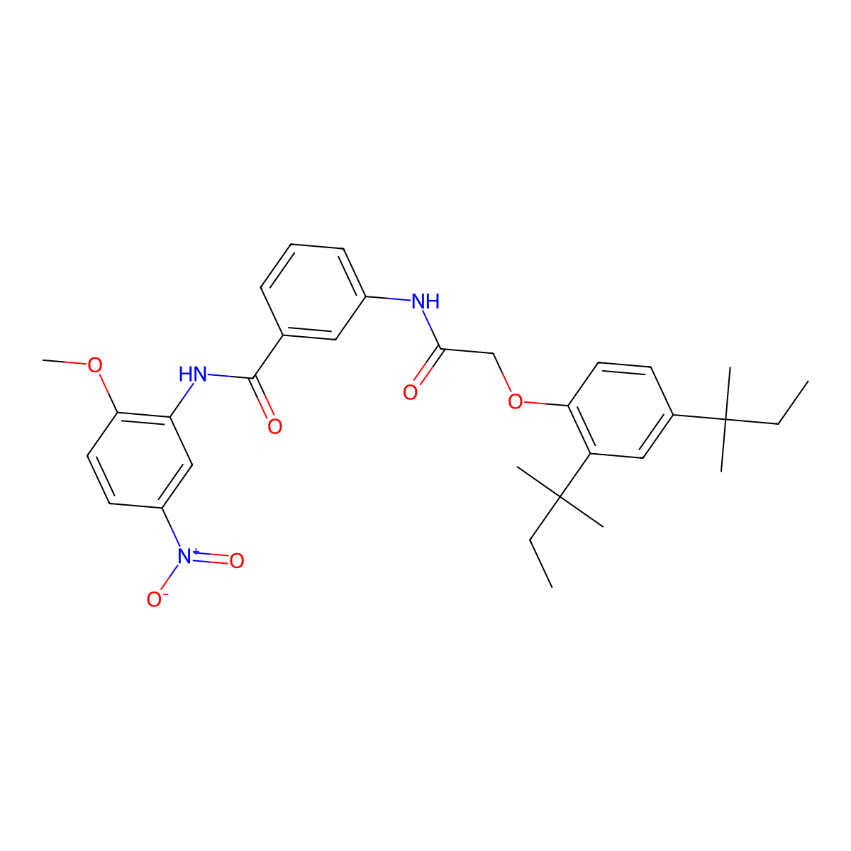 3-{2-[2,4-Bis(2-methylbutan-2-yl)phenoxy]acetamido}-N-(2-methoxy-5-nitrophenyl)benzamide molecular structure, CAS 5230-90-0