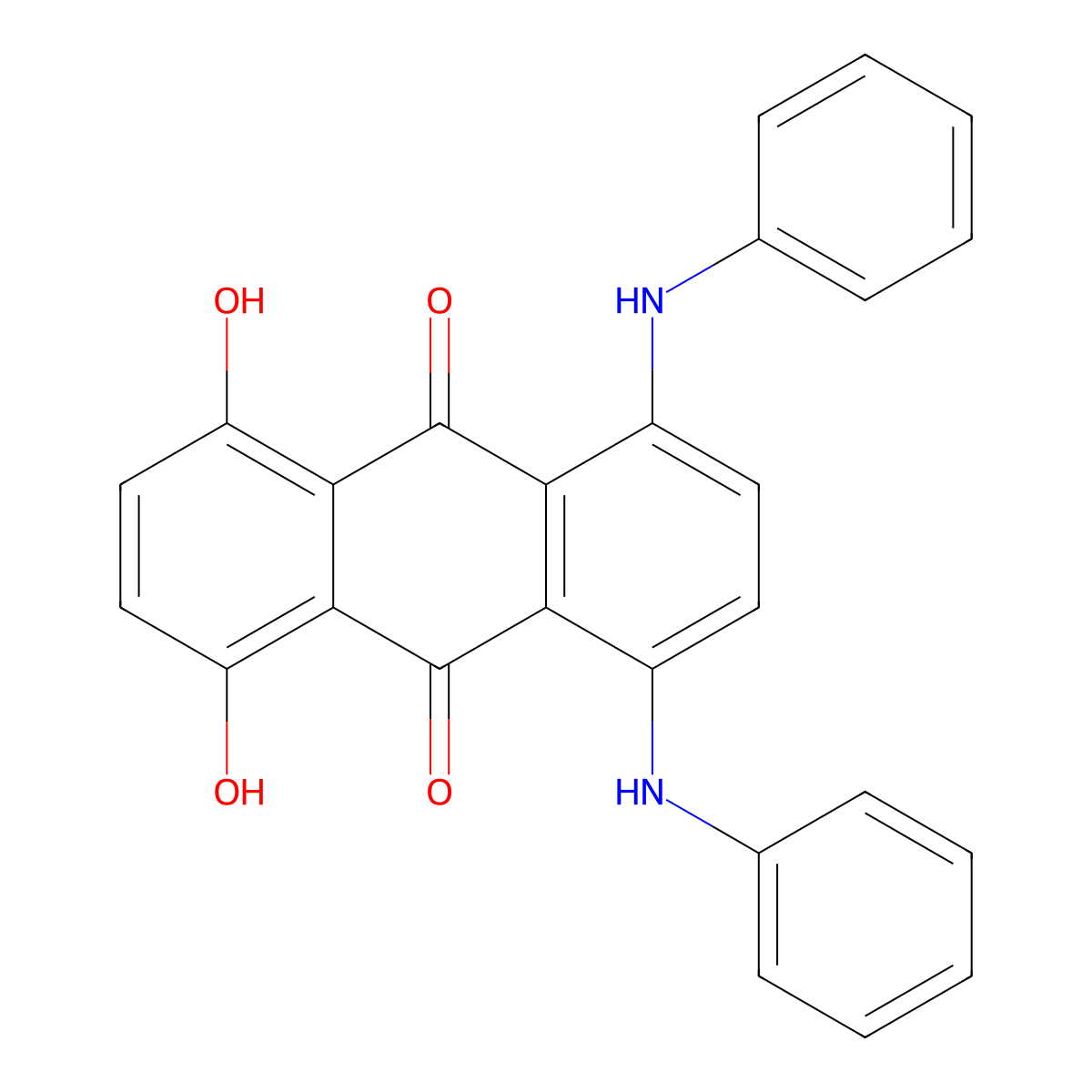 9,10-Anthracenedione, 1,4-dihydroxy-5,8-bis(phenylamino)- molecular structure, CAS 52303-01-2