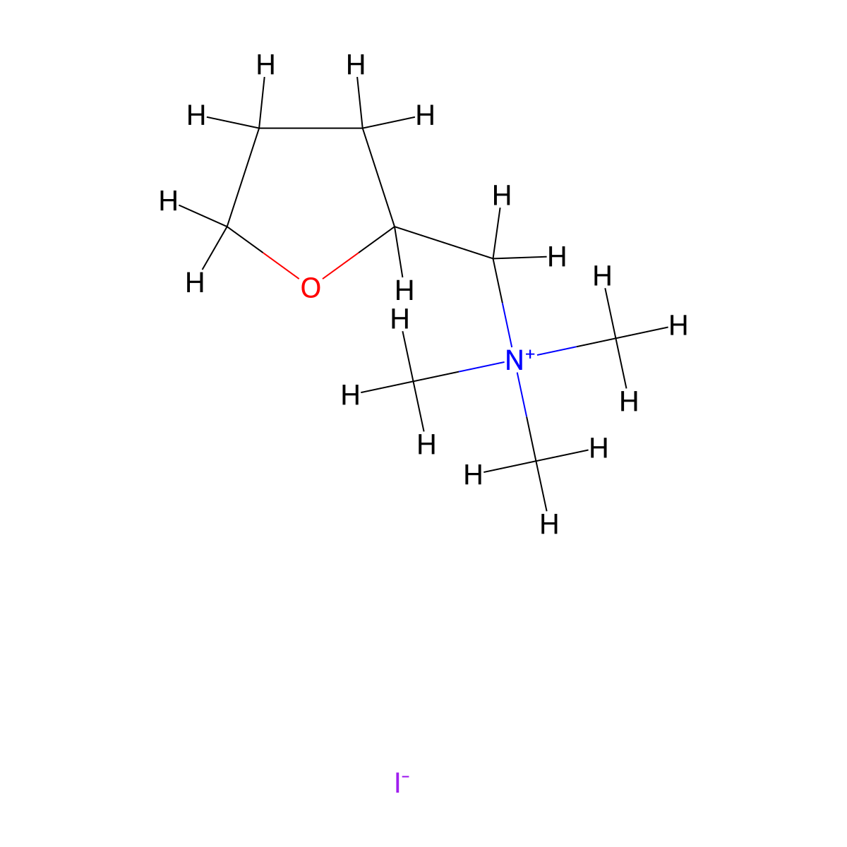 Ammonium, (tetrahydrofurfuryl)trimethyl-, iodide molecular structure, CAS 52303-77-2