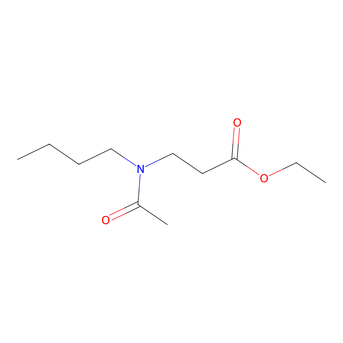 Ethyl butylacetylaminopropionate molecular structure, CAS 52304-36-6