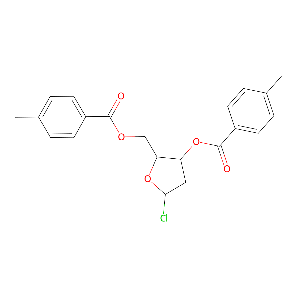 3,5-Di-O-(p-toluyl)-2-deoxy-D-ribofuranosyl chloride, ~90% molecular structure, CAS 52304-86-6