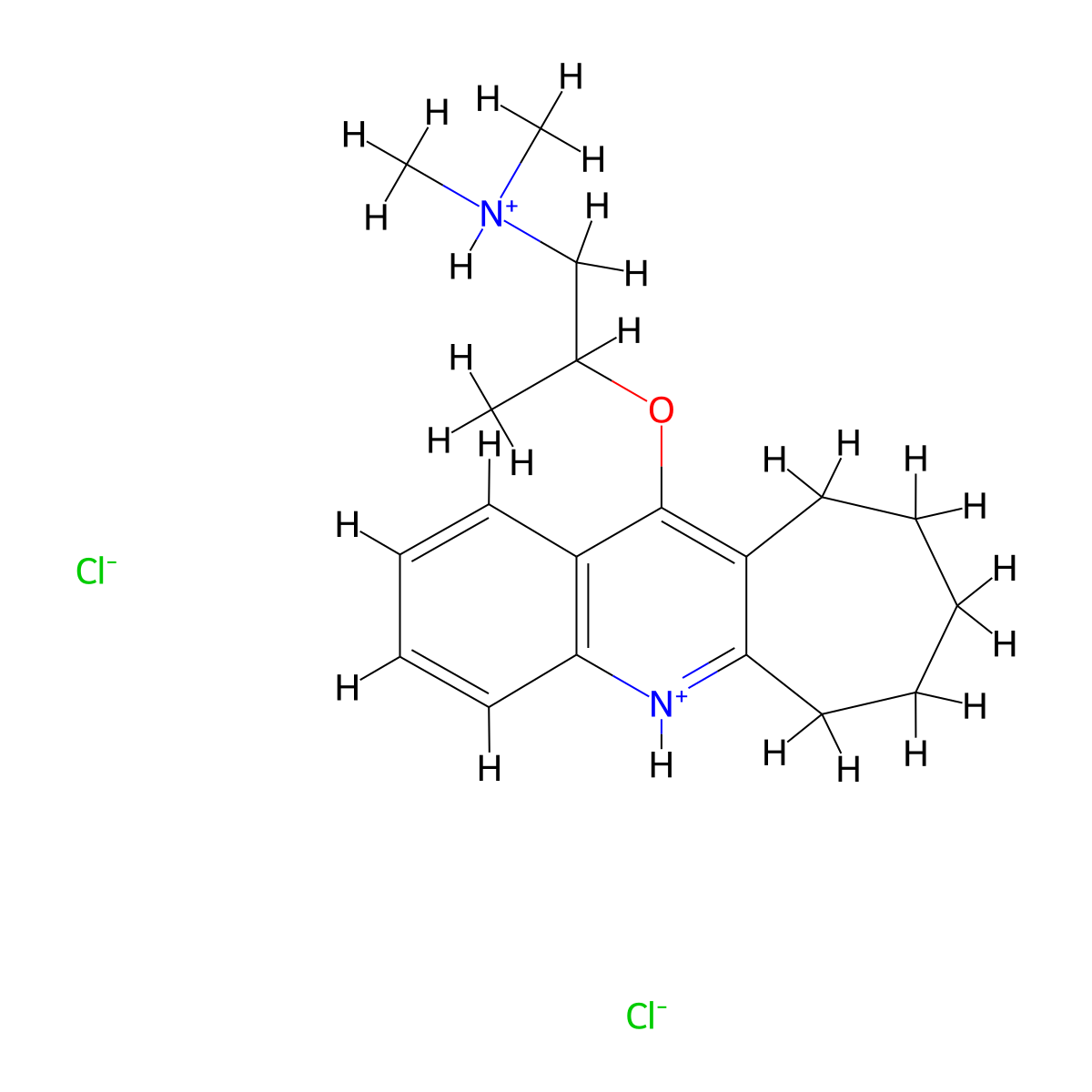 6H-Cyclohepta(b)quinoline, 11-(2-(dimethylamino)-1-methylethoxy)-7,8,9,10-tetrahydro-, dihydrochloride molecular structure, CAS 5231-42-5
