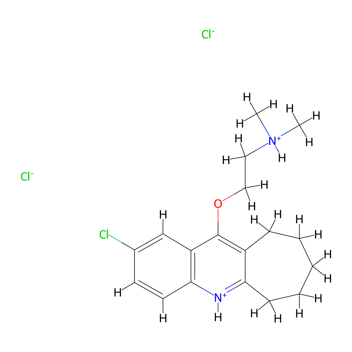 6H-Cyclohepta(b)quinoline, 2-chloro-11-(2-(dimethylamino)ethoxy)-7,8,9,10-tetrahydro-, dihydrochloride molecular structure, CAS 5231-43-6