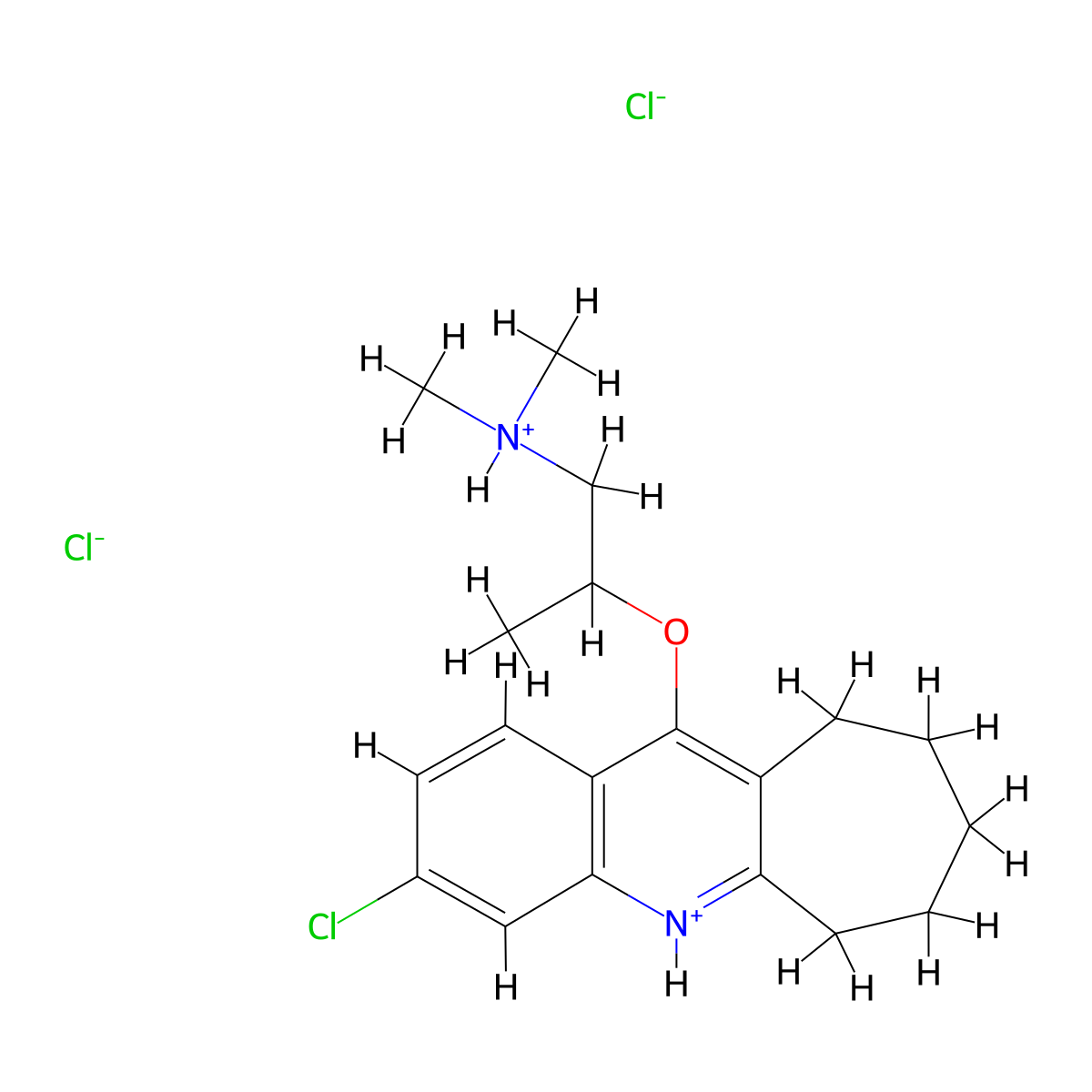 6H-Cyclohepta(b)quinoline, 3-chloro-11-(2-(dimethylamino)-1-methylethoxy)-7,8,9,10-tetrahydro-, dihydrochloride molecular structure, CAS 5231-44-7