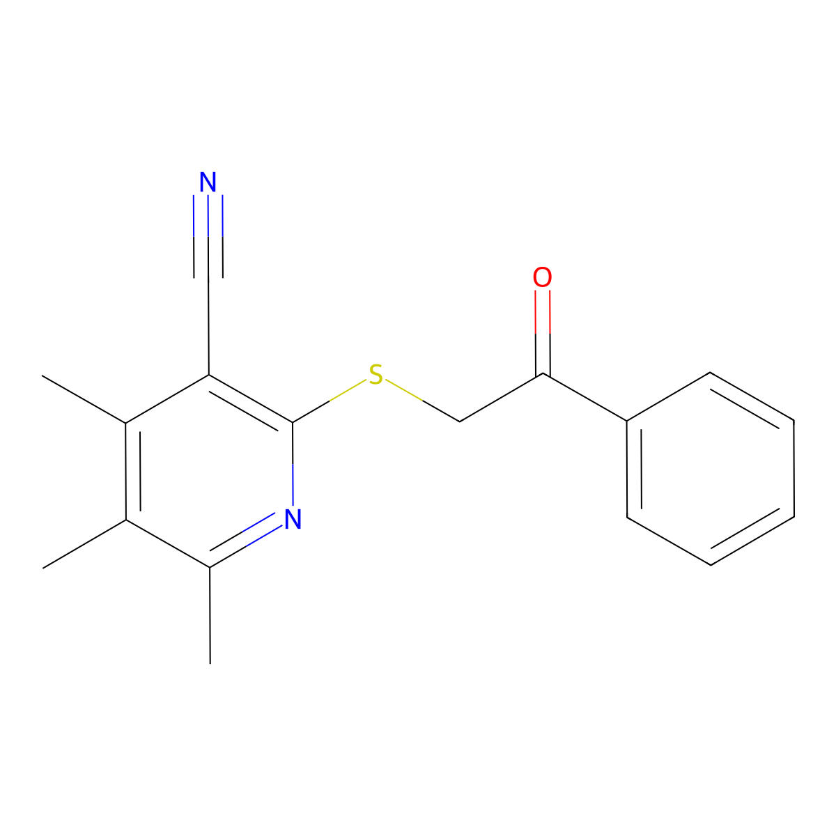 4,5,6-Trimethyl-2-[(2-oxo-2-phenylethyl)sulfanyl]pyridine-3-carbonitrile molecular structure, CAS 5231-58-3