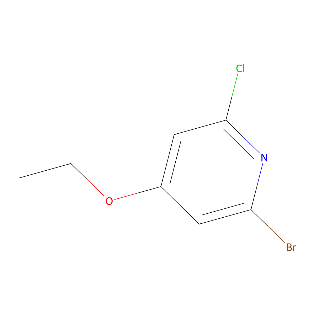 Pyridine, 2-bromo-6-chloro-4-ethoxy- molecular structure, CAS 52311-49-6
