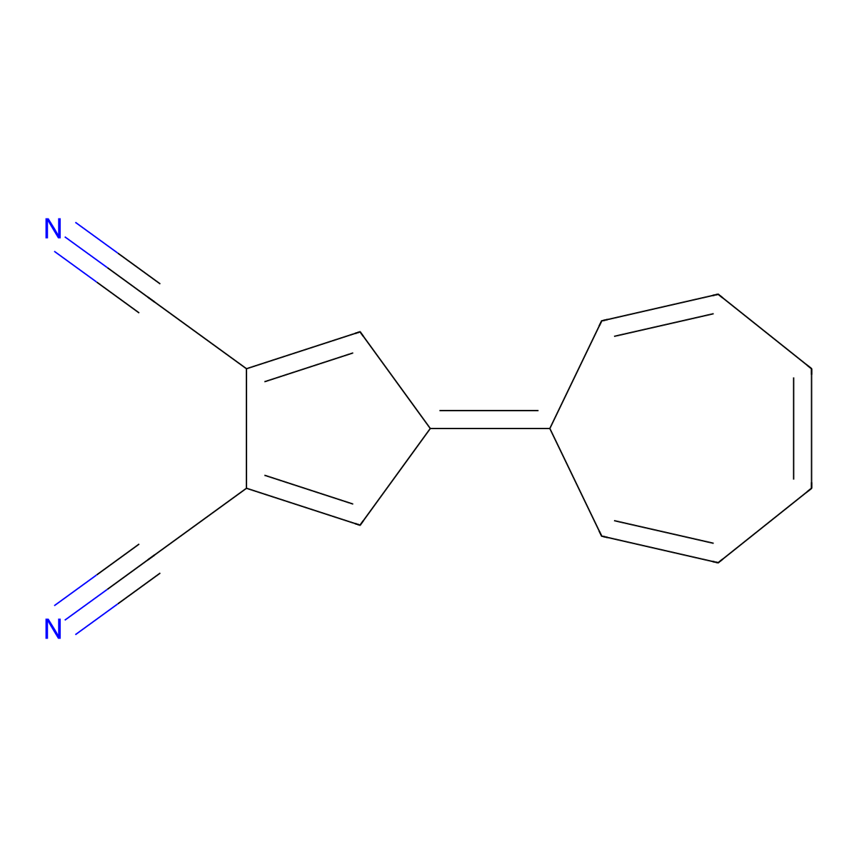 4-(Cyclohepta-2,4,6-trien-1-ylidene)cyclopenta-2,5-diene-1,2-dicarbonitrile molecular structure, CAS 52315-92-1