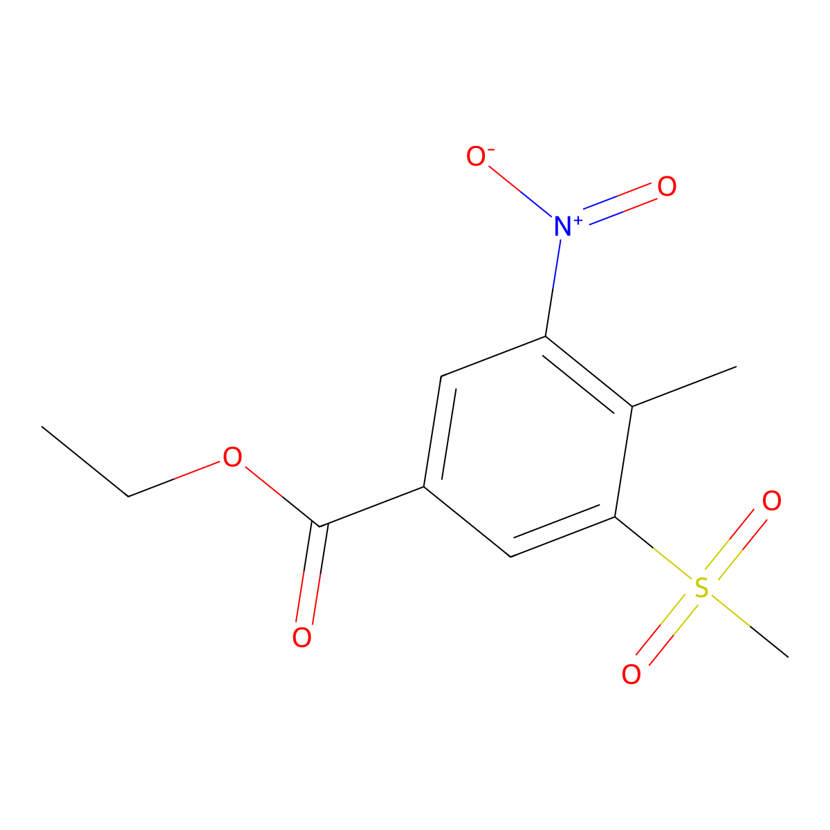 Ethyl 4-methyl-3-(methylsulfonyl)-5-nitrobenzoate molecular structure, CAS 52317-31-4