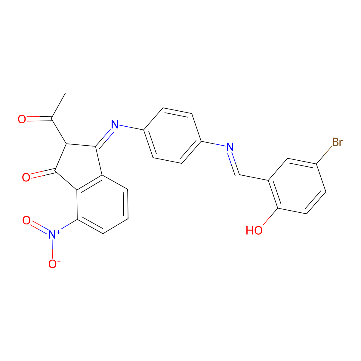 2-Acetyl-3-[4-[(5-bromo-2-hydroxyphenyl)methylideneamino]phenyl]imino-7-nitroinden-1-one molecular structure, CAS 5232-80-4