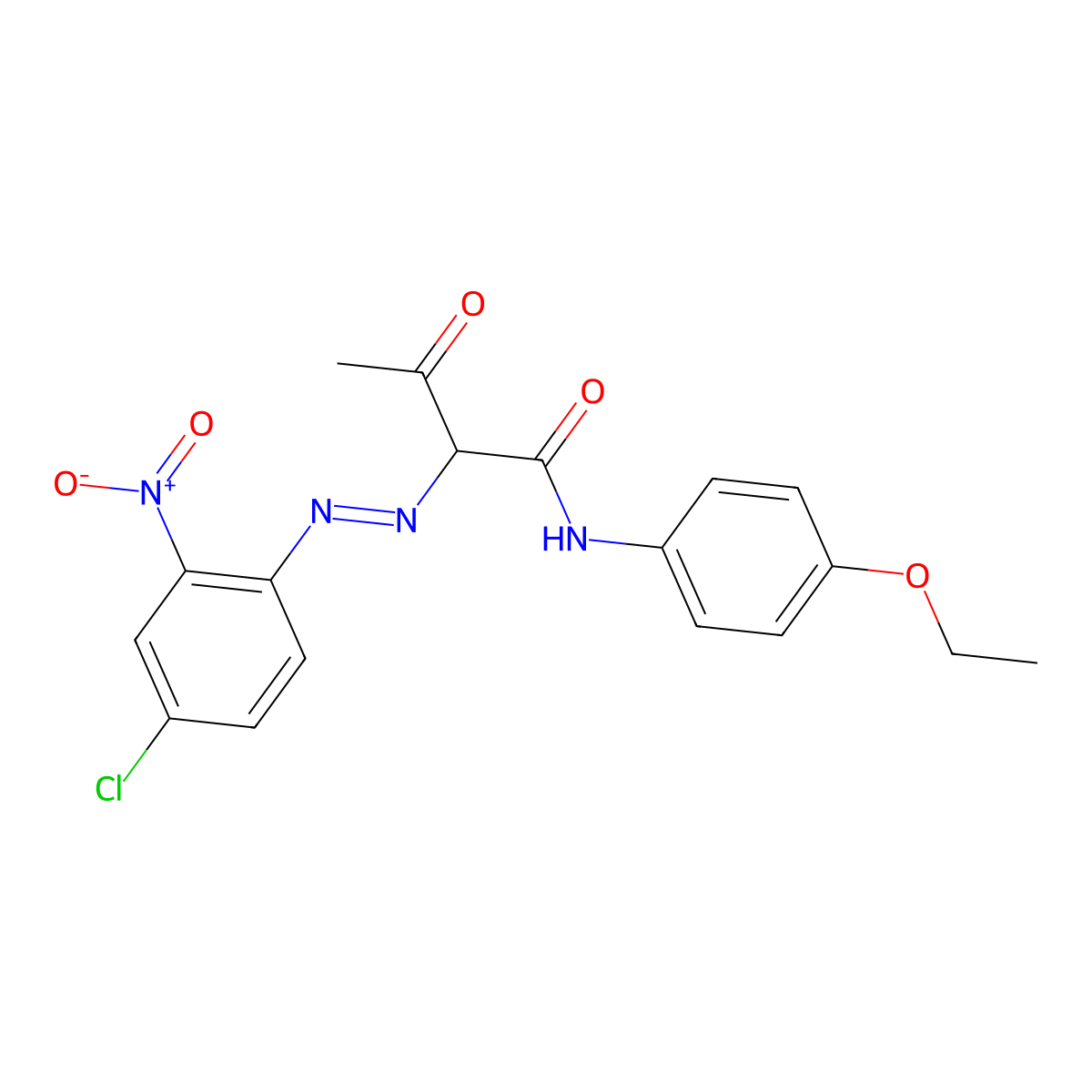 Butanamide, 2-(2-(4-chloro-2-nitrophenyl)diazenyl)-N-(4-ethoxyphenyl)-3-oxo- molecular structure, CAS 52320-66-8