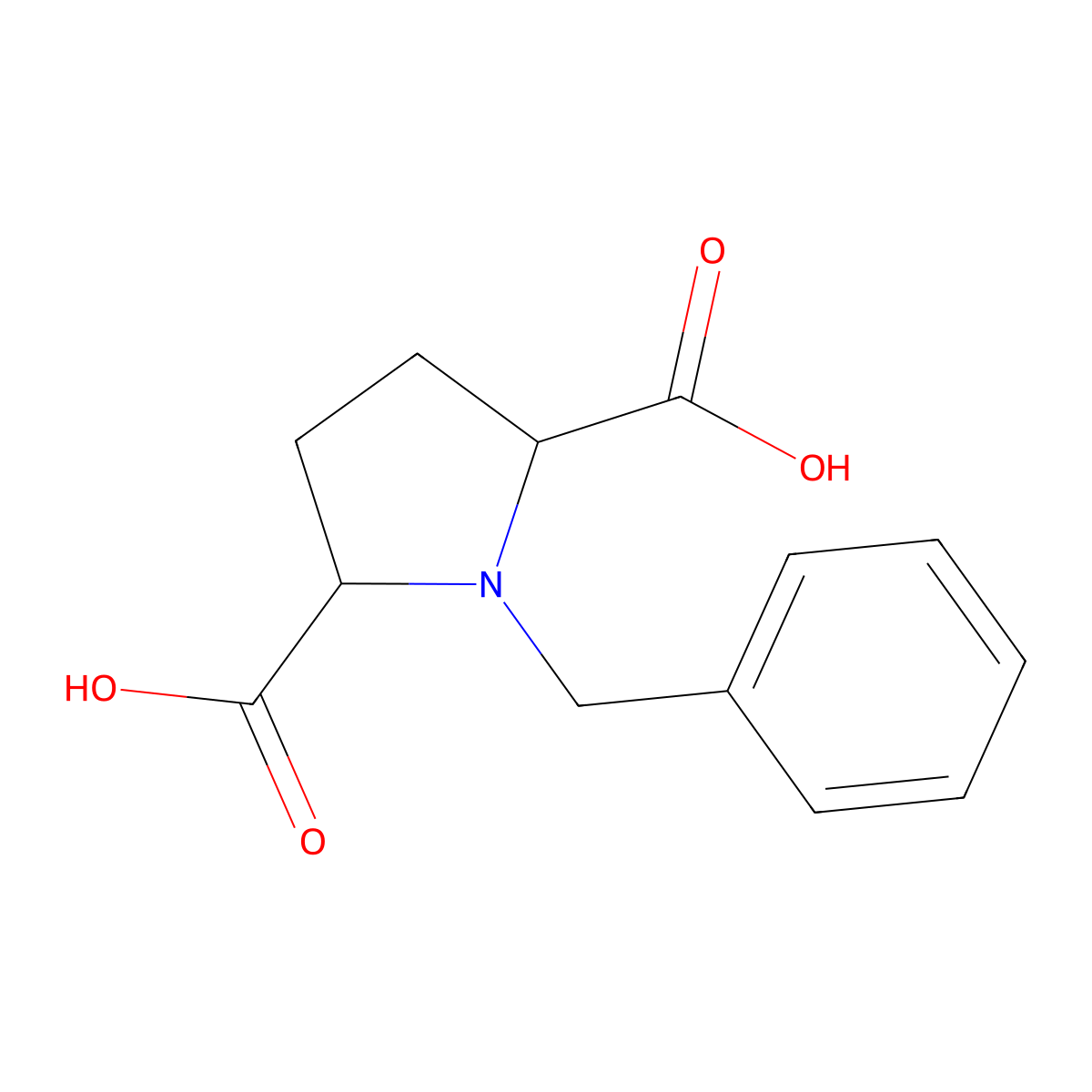 rac-(2R,5S)-1-benzylpyrrolidine-2,5-dicarboxylic acid molecular structure, CAS 52321-07-0