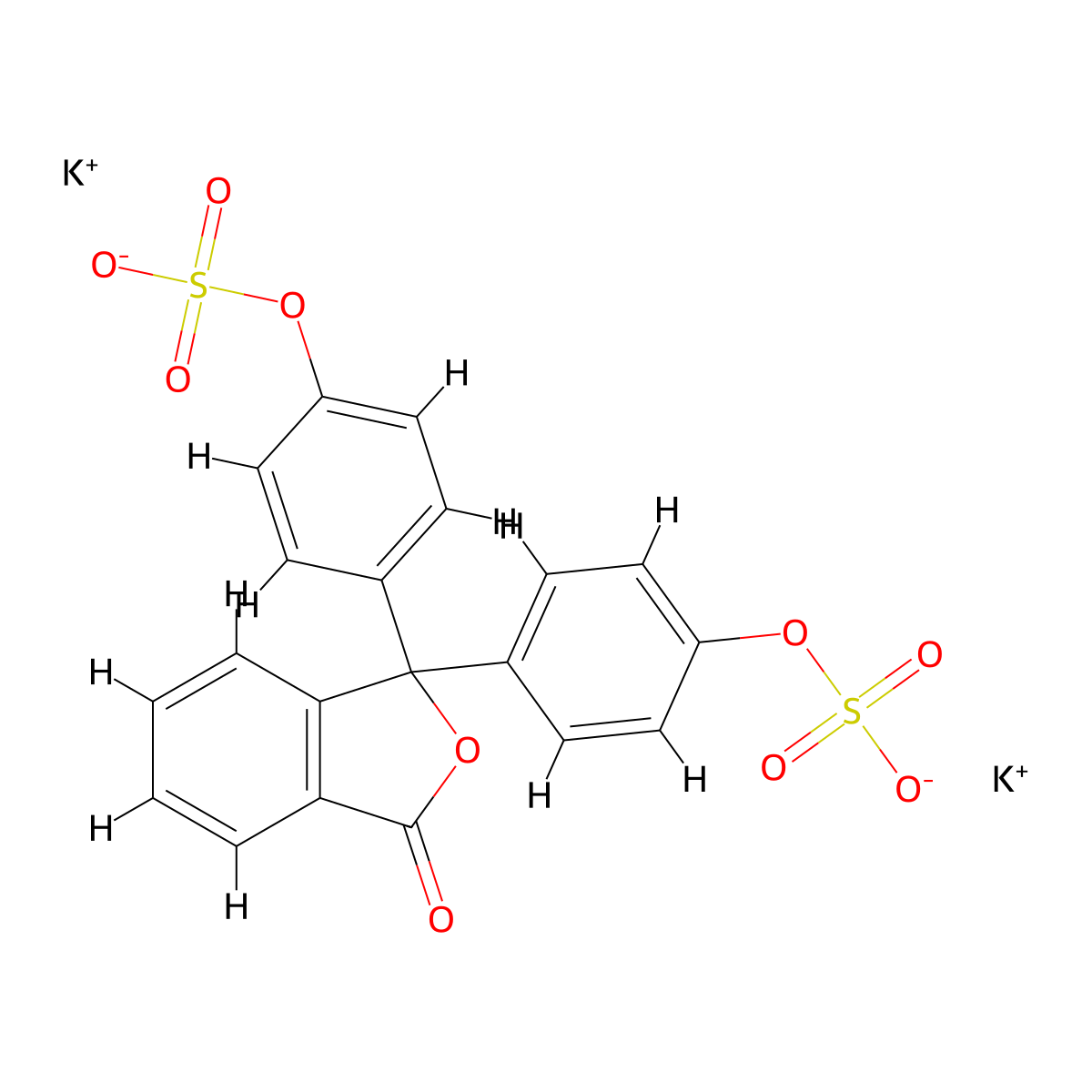 Dipotassium (3-oxo-1,3-dihydro-2-benzofuran-1,1-diyl)dibenzene-4,1-diyl disulfate molecular structure, CAS 52322-16-4