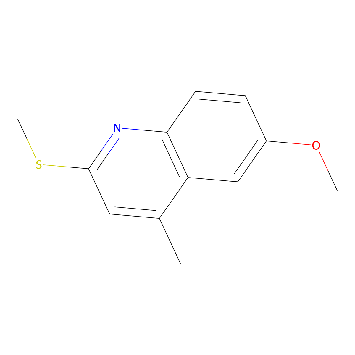 6-Methoxy-4-methyl-2-methylsulfanylquinoline molecular structure, CAS 52323-13-4
