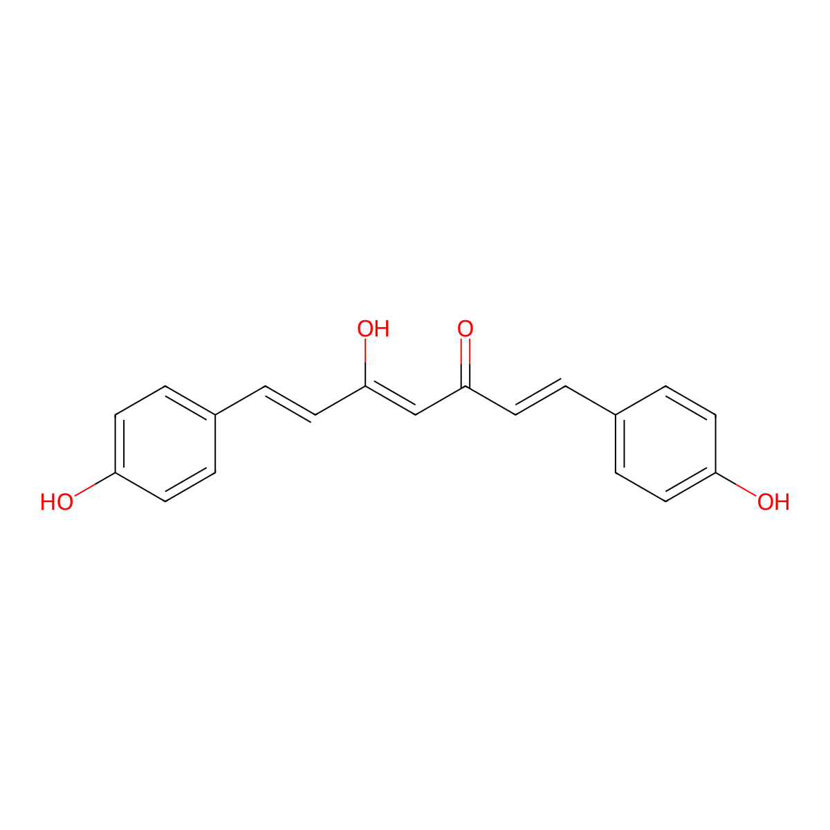 1,4,6-Heptatrien-3-one, 5-hydroxy-1,7-bis(4-hydroxyphenyl)- molecular structure, CAS 52328-96-8