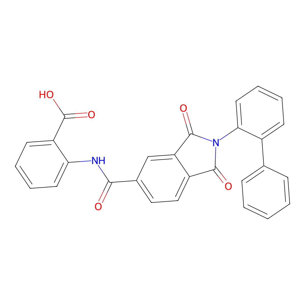 2-[[1,3-Dioxo-2-(2-phenylphenyl)isoindole-5-carbonyl]amino]benzoic acid molecular structure, CAS 5233-17-0
