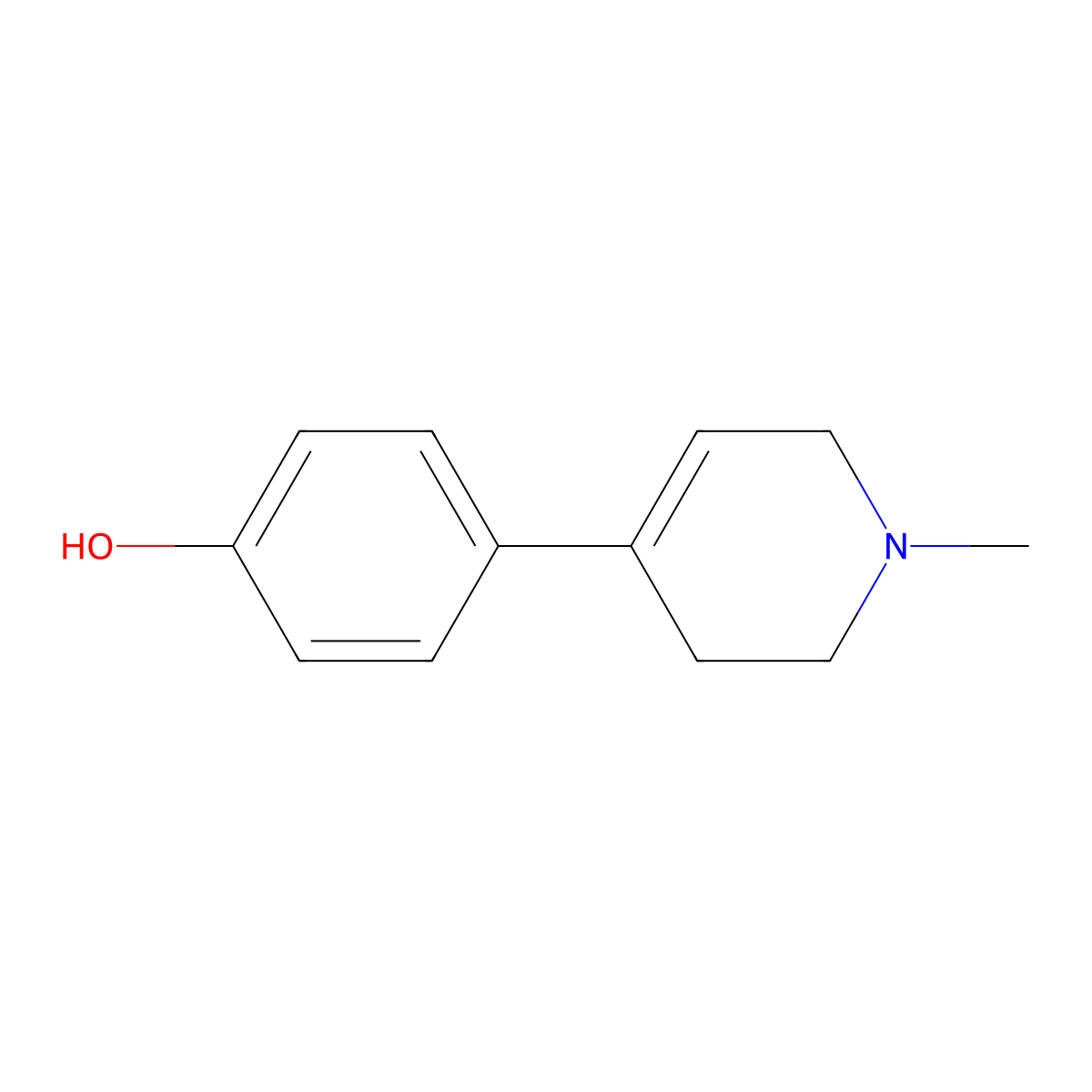 4-(1,2,3,6-Tetrahydro-1-methyl-4-pyridinyl)phenol molecular structure, CAS 5233-54-5