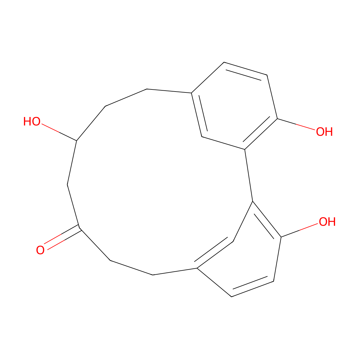 3,11,17-Trihydroxytricyclo[12.3.1.12,6]nonadeca-1(18),2,4,6(19),14,16-hexen-9-one molecular structure, CAS 52330-12-8