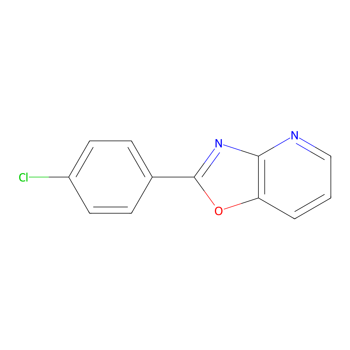 2-(4-Chlorophenyl)oxazolo(4,5-b)pyridine molecular structure, CAS 52333-45-6