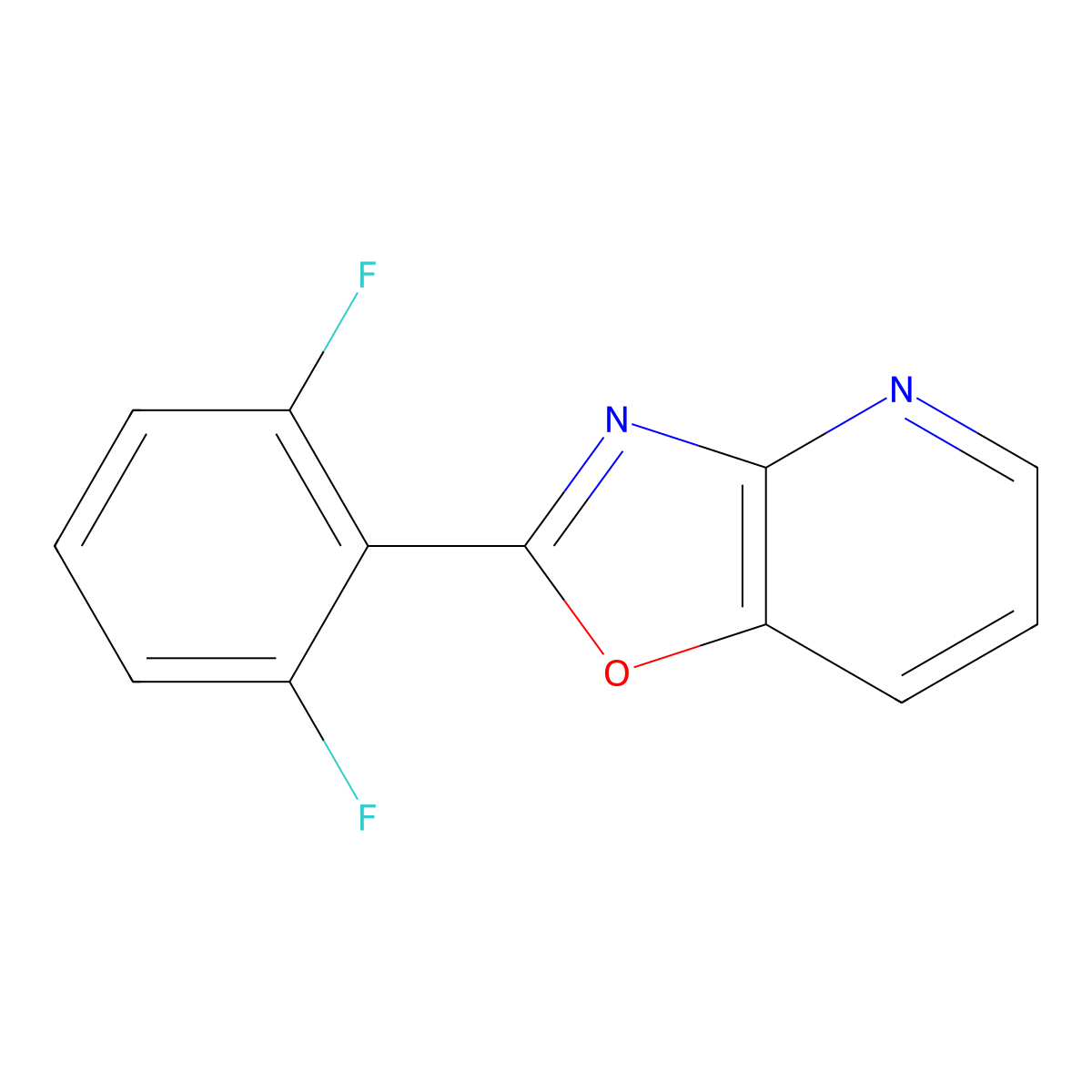 Oxazolo(4,5-b)pyridine, 2-(2,6-difluorophenyl)- molecular structure, CAS 52333-73-0