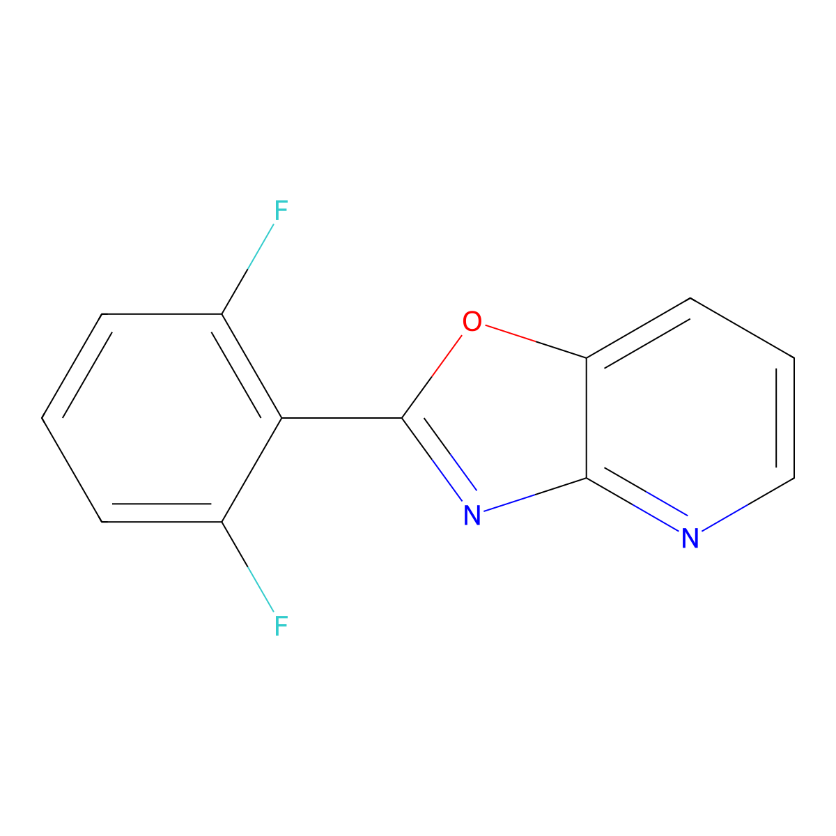 Oxazolo(4,5-b)pyridine, 2-(2,6-difluorophenyl)- molecular structure, CAS 52333-73-0