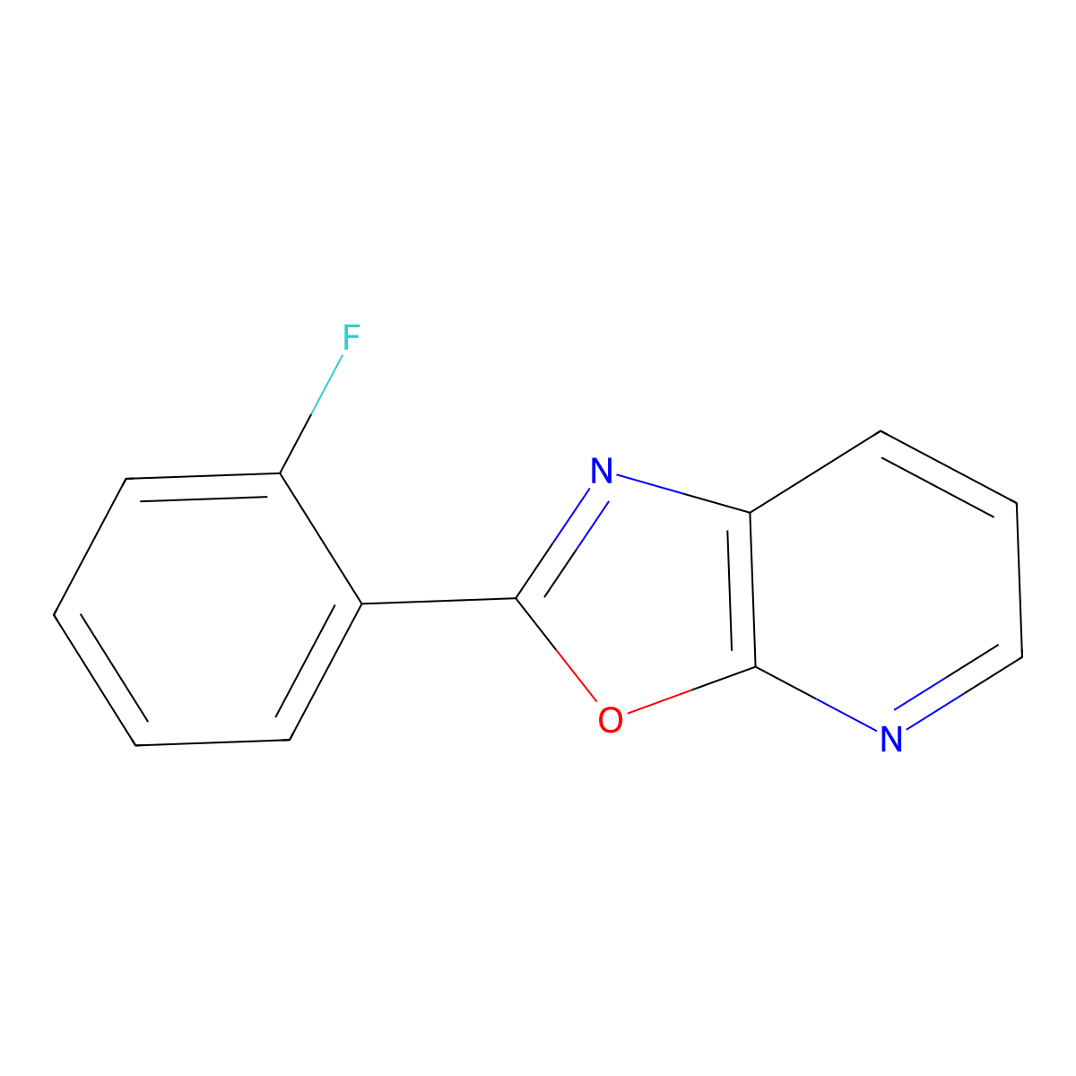 Oxazolo(5,4-b)pyridine, 2-(2-fluorophenyl)- molecular structure, CAS 52333-94-5