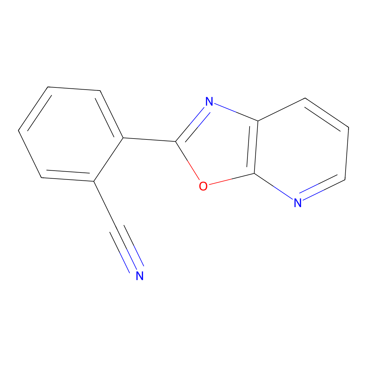 Benzonitrile, o-(2-oxazolo(5,4-b)pyridinyl)- molecular structure, CAS 52333-97-8