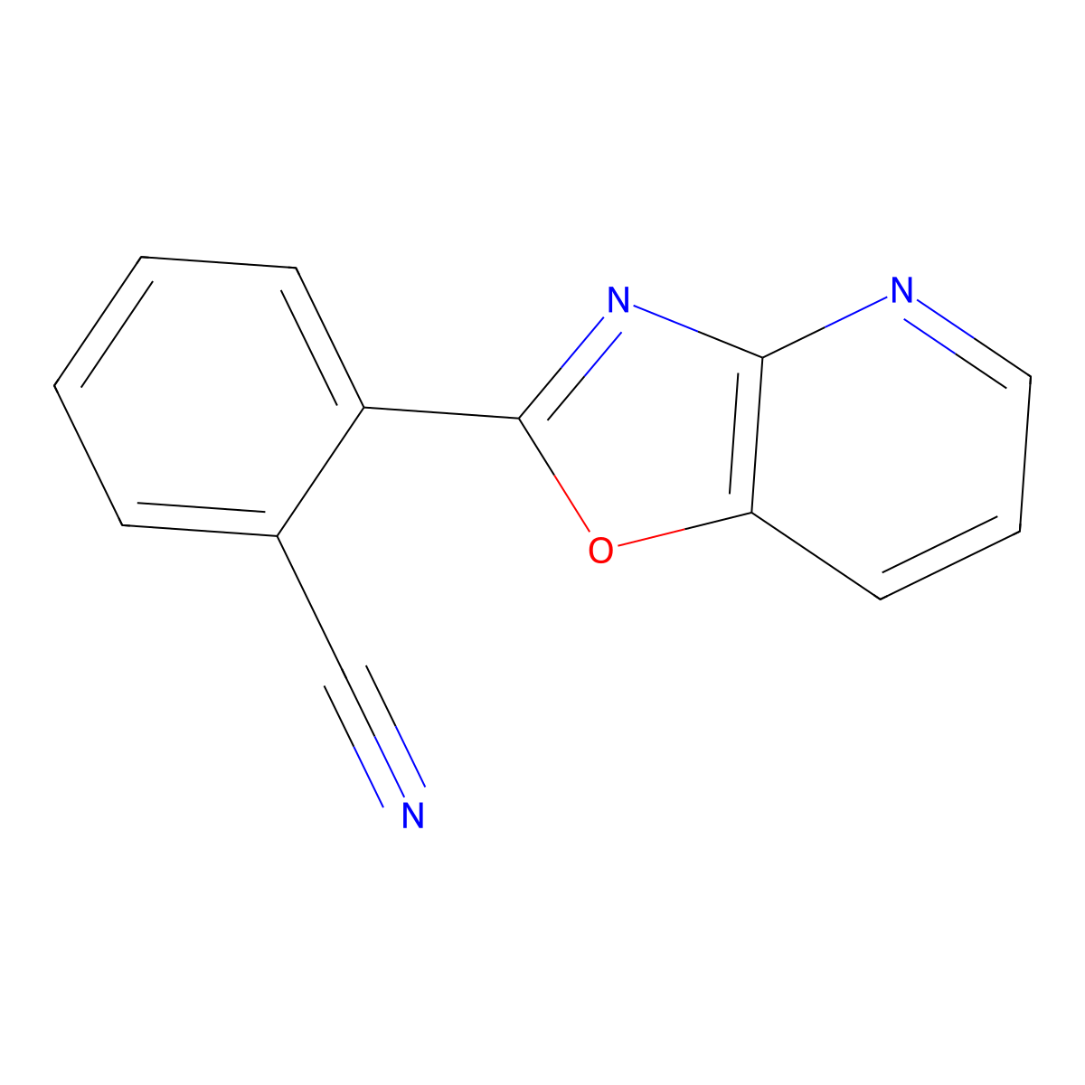 Benzonitrile, o-(2-oxazolo(4,5-b)pyridinyl)- molecular structure, CAS 52334-40-4