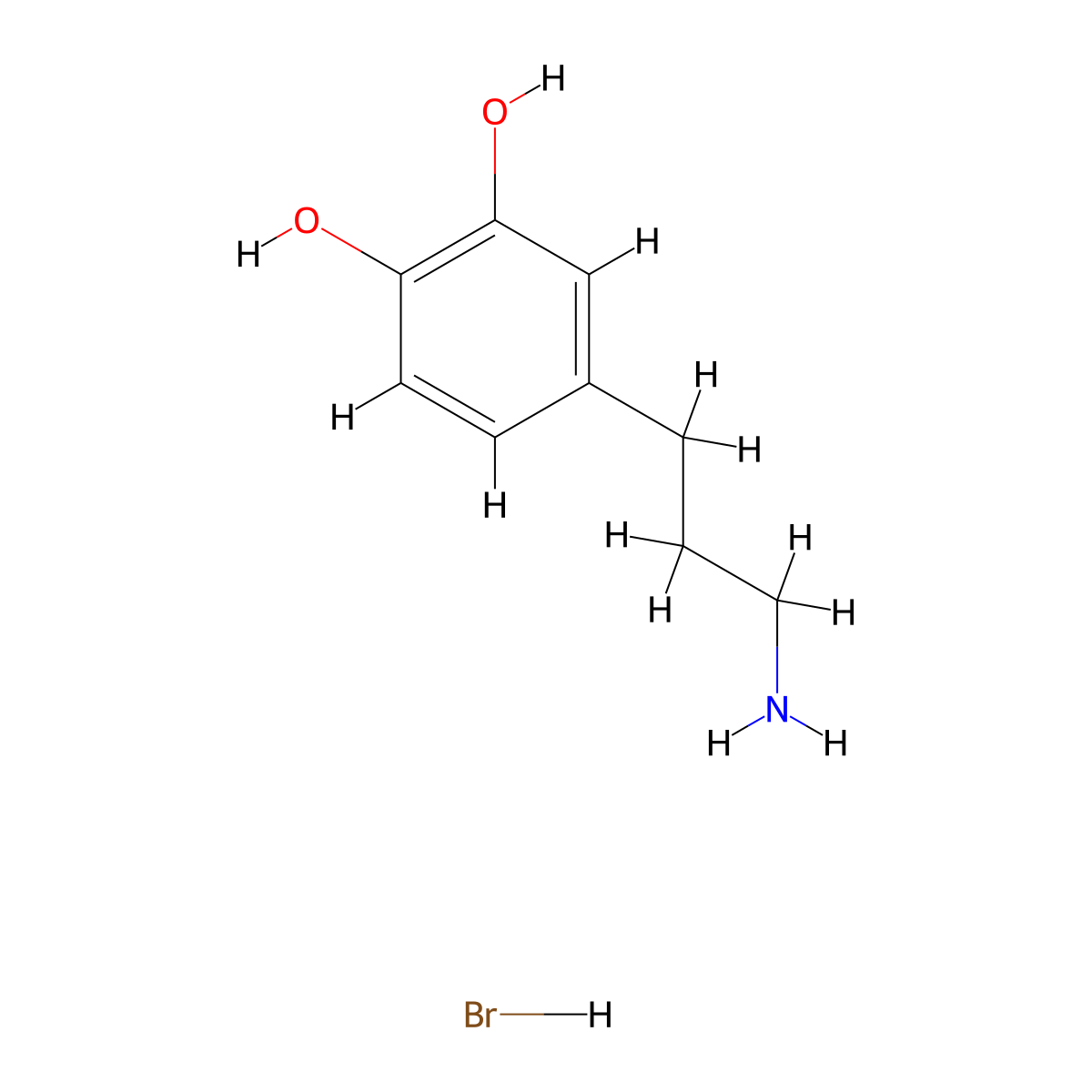 4-(3-Aminopropyl)benzene-1,2-diol hydrobromide molecular structure, CAS 52336-30-8