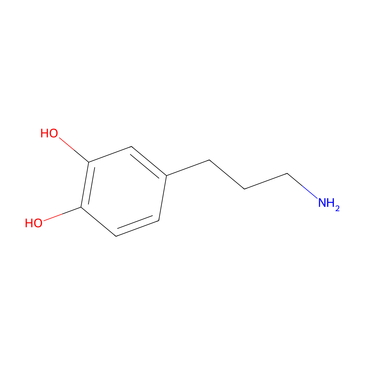 4-(3-Aminopropyl)benzene-1,2-diol molecular structure, CAS 52336-45-5