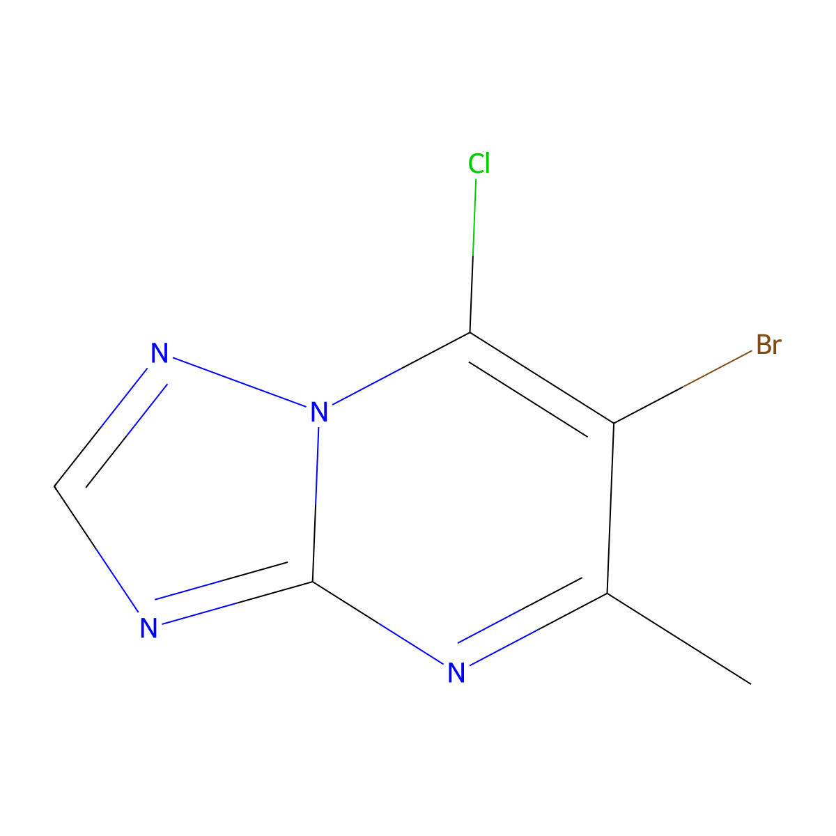6-Bromo-7-chloro-5-methyl-(1,2,4)triazolo(1,5-a)pyrimidine molecular structure, CAS 52341-93-2