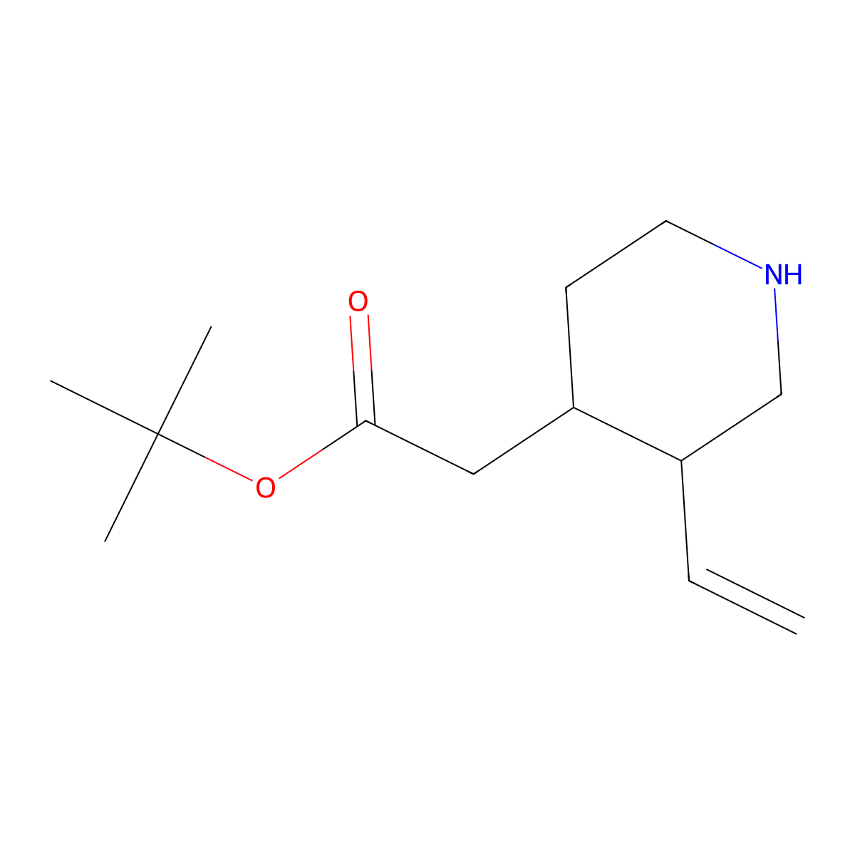tert-butyl 2-[(3R,4S)-3-ethenylpiperidin-4-yl]acetate molecular structure, CAS 52346-11-9