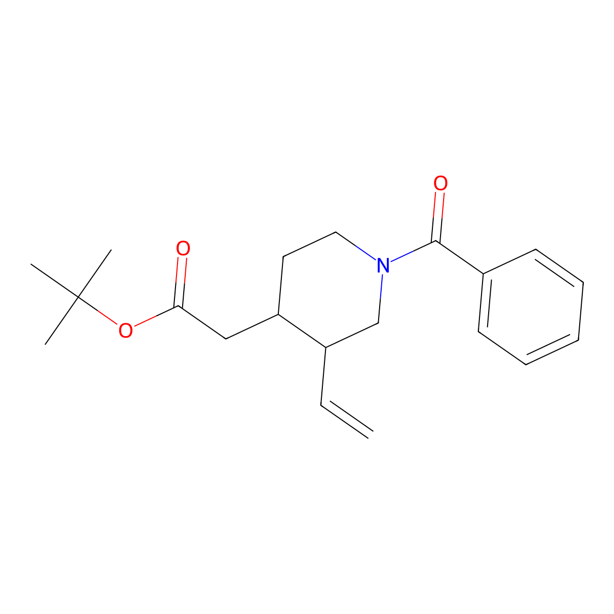 1,1-Dimethylethyl (3R,4S)-1-benzoyl-3-ethenyl-4-piperidineacetate molecular structure, CAS 52346-13-1