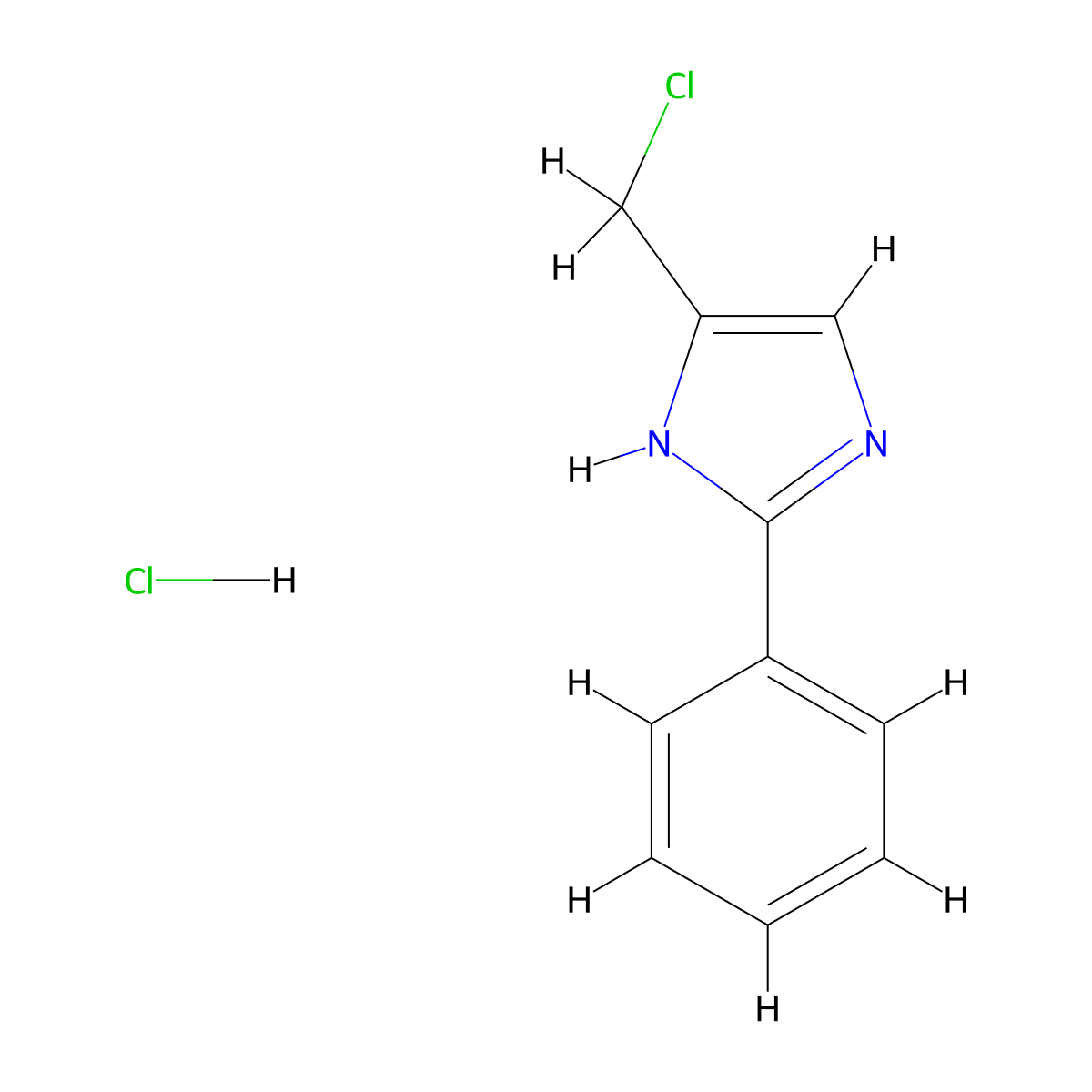5-(chloromethyl)-2-phenyl-1H-imidazole hydrochloride molecular structure, CAS 52353-65-8