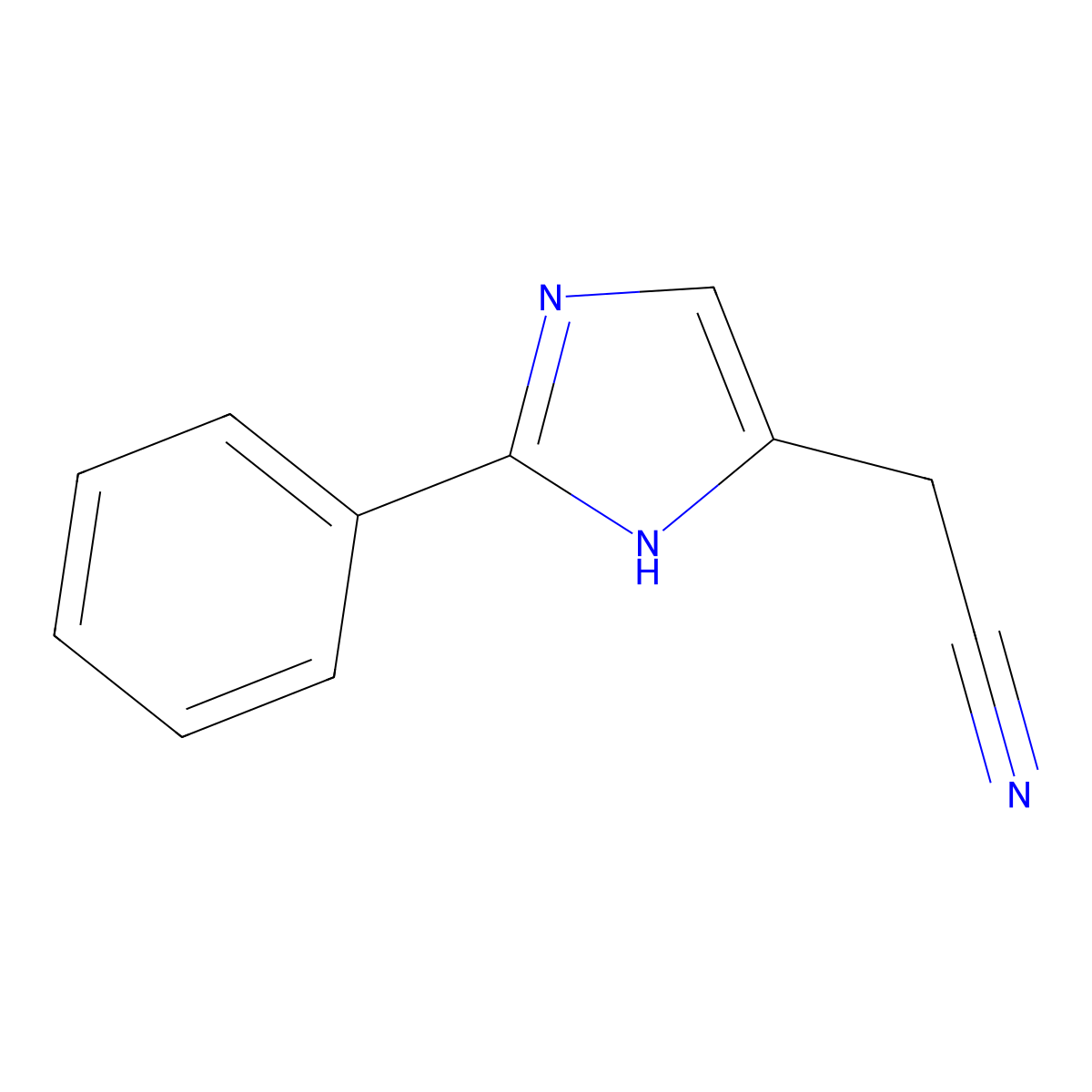 2-(2-phenyl-1H-imidazol-4-yl)acetonitrile molecular structure, CAS 52353-66-9