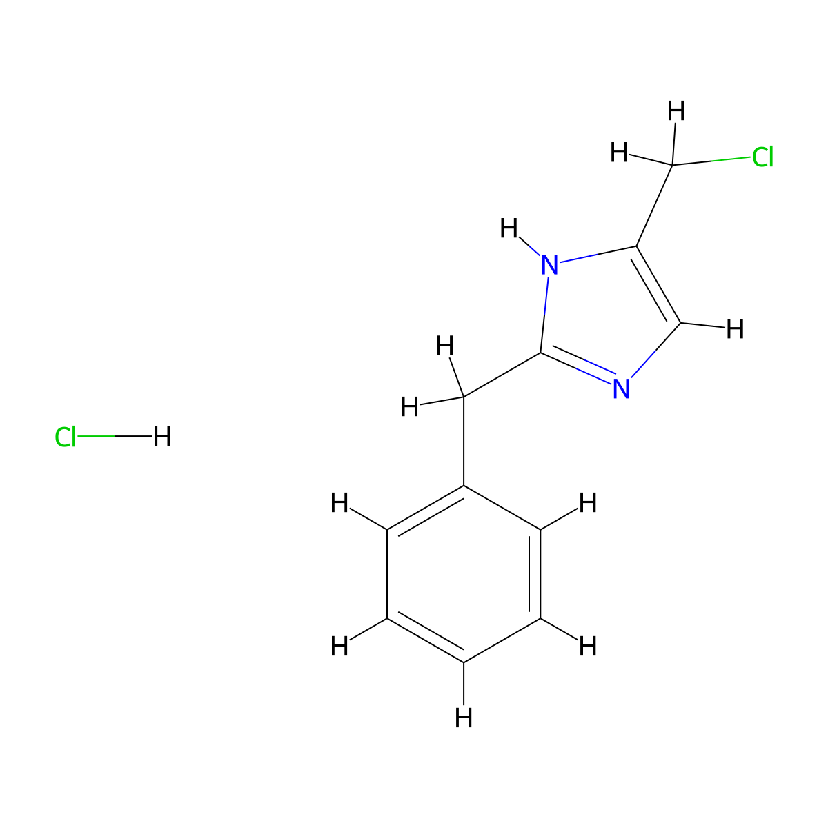 2-benzyl-4-(chloromethyl)-1H-imidazole hydrochloride molecular structure, CAS 52353-75-0