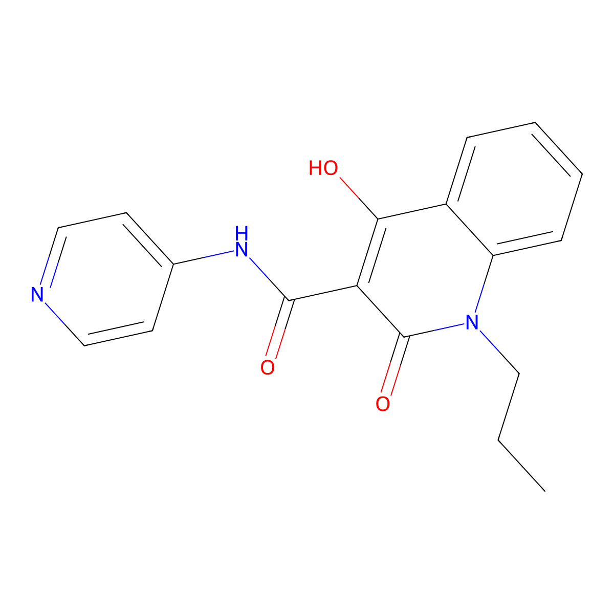 4-hydroxy-2-oxo-1-propyl-N-(pyridin-4-yl)-1,2-dihydroquinoline-3-carboxamide molecular structure, CAS 5236-64-6