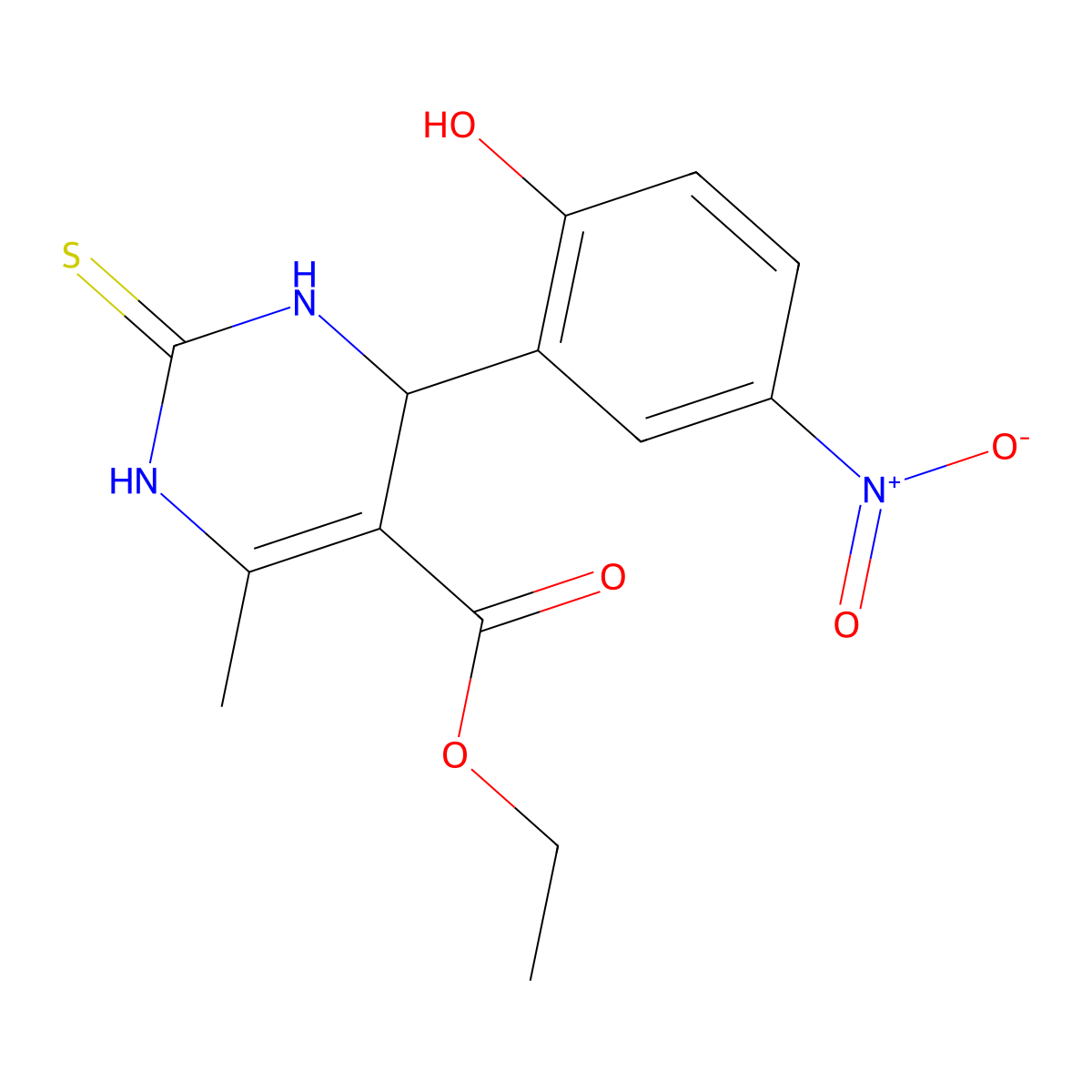 ethyl 4-(2-hydroxy-5-nitrophenyl)-6-methyl-2-sulfanylidene-3,4-dihydro-1H-pyrimidine-5-carboxylate molecular structure, CAS 5236-71-5