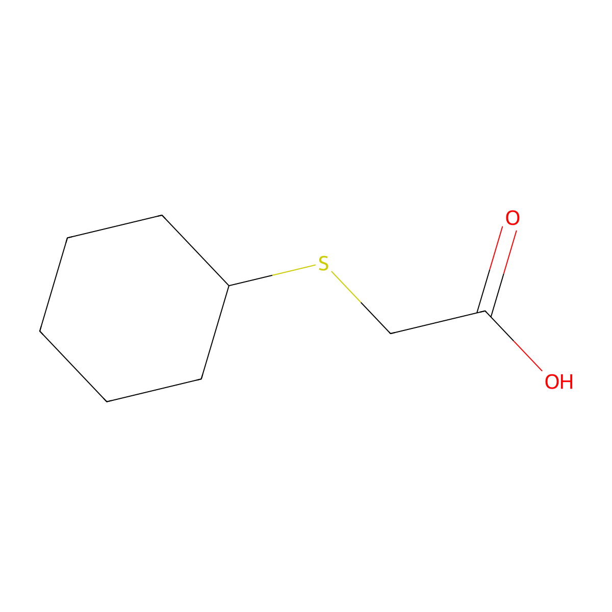 Cyclohexylsulfanyl-acetic acid molecular structure, CAS 52363-15-2