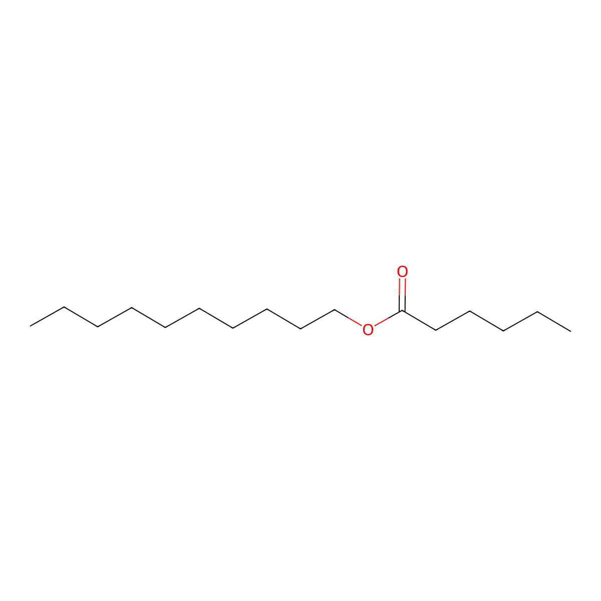 Decyl hexanoate molecular structure, CAS 52363-43-6
