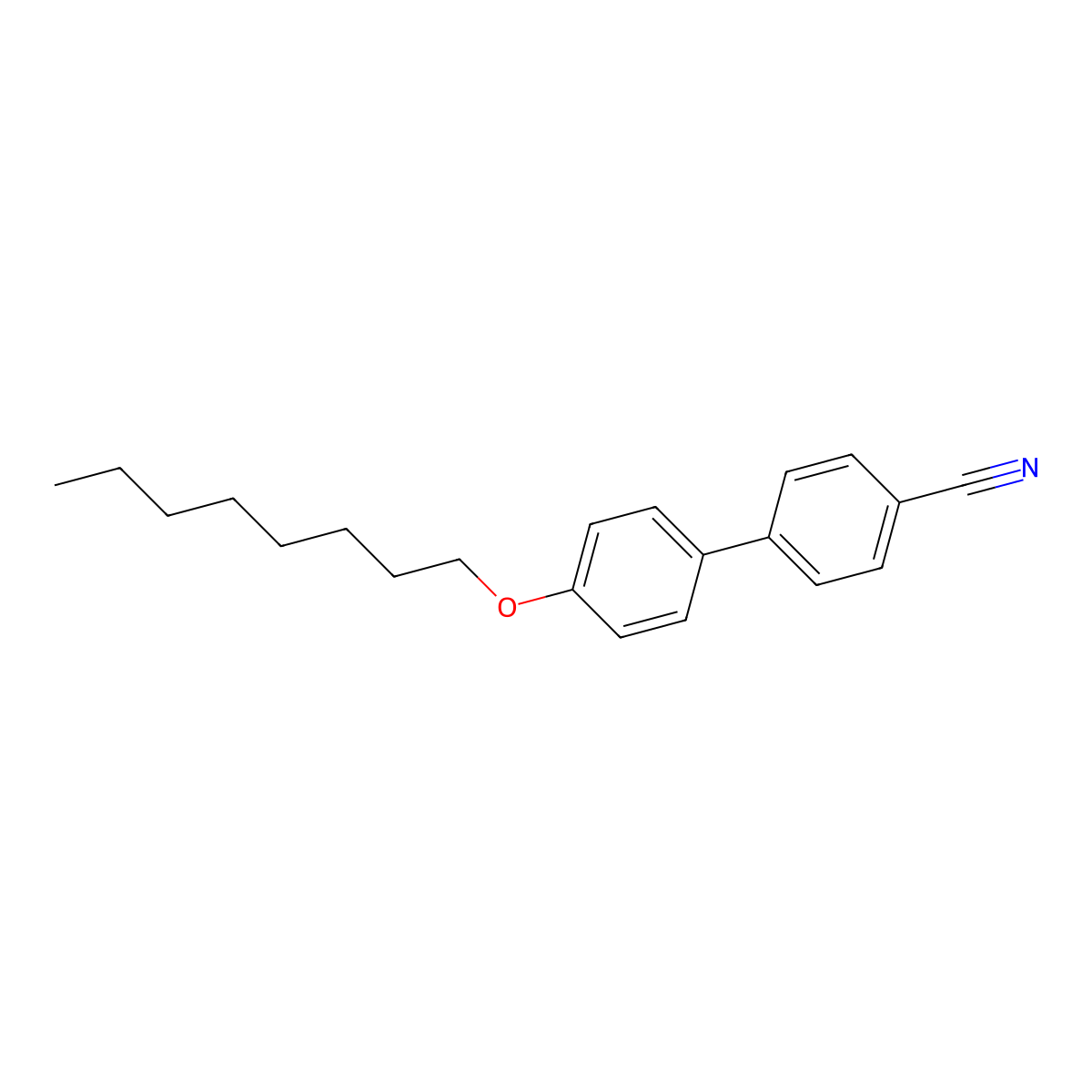 [1,1'-Biphenyl]-4-carbonitrile, 4'-(octyloxy)- molecular structure, CAS 52364-73-5