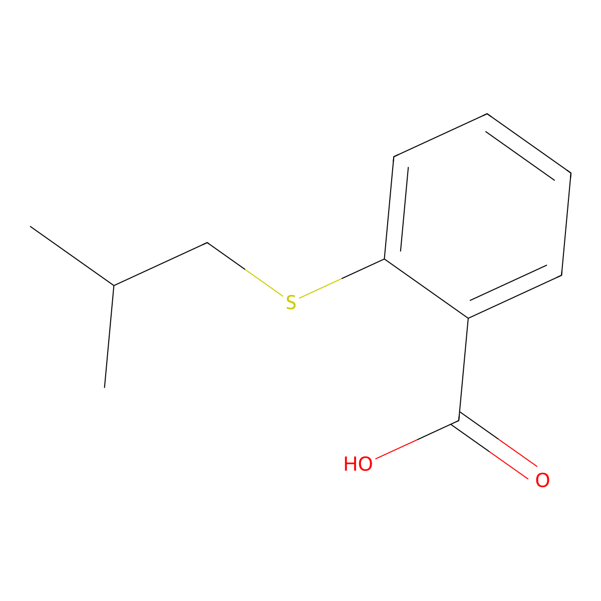 2-[(2-Methylpropyl)sulfanyl]benzoic acid molecular structure, CAS 52369-61-6