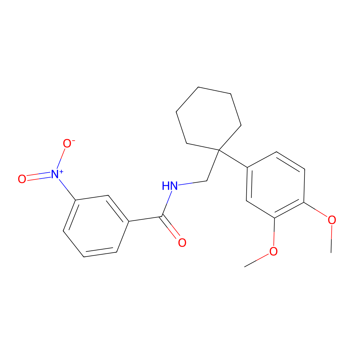 N-{[1-(3,4-dimethoxyphenyl)cyclohexyl]methyl}-3-nitrobenzamide molecular structure, CAS 5237-85-4