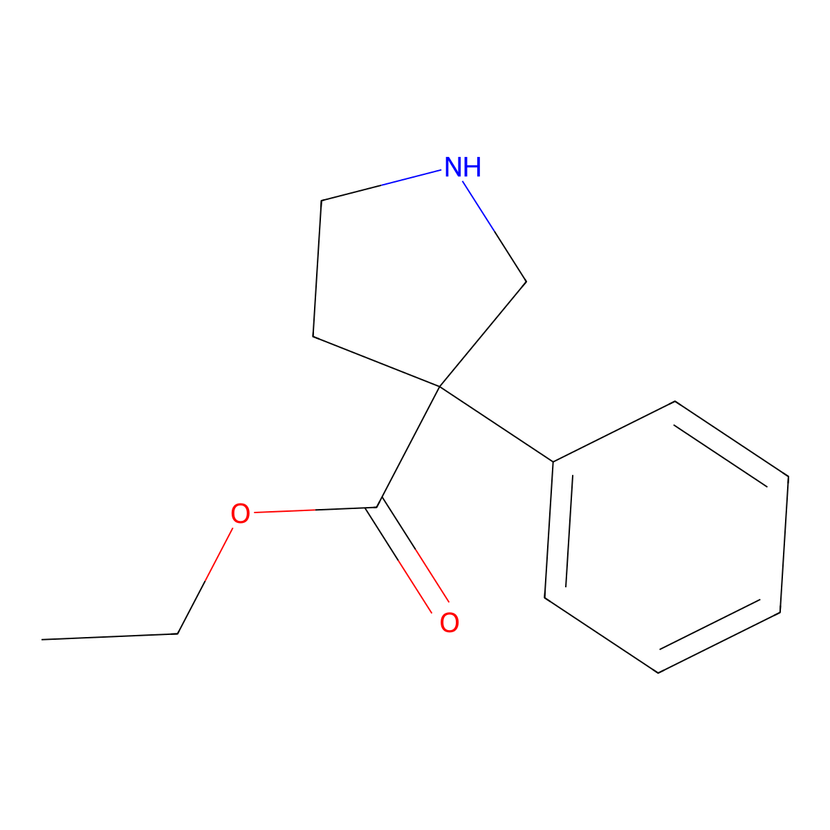 Ethyl 3-phenylpyrrolidine-3-carboxylate molecular structure, CAS 52370-88-4