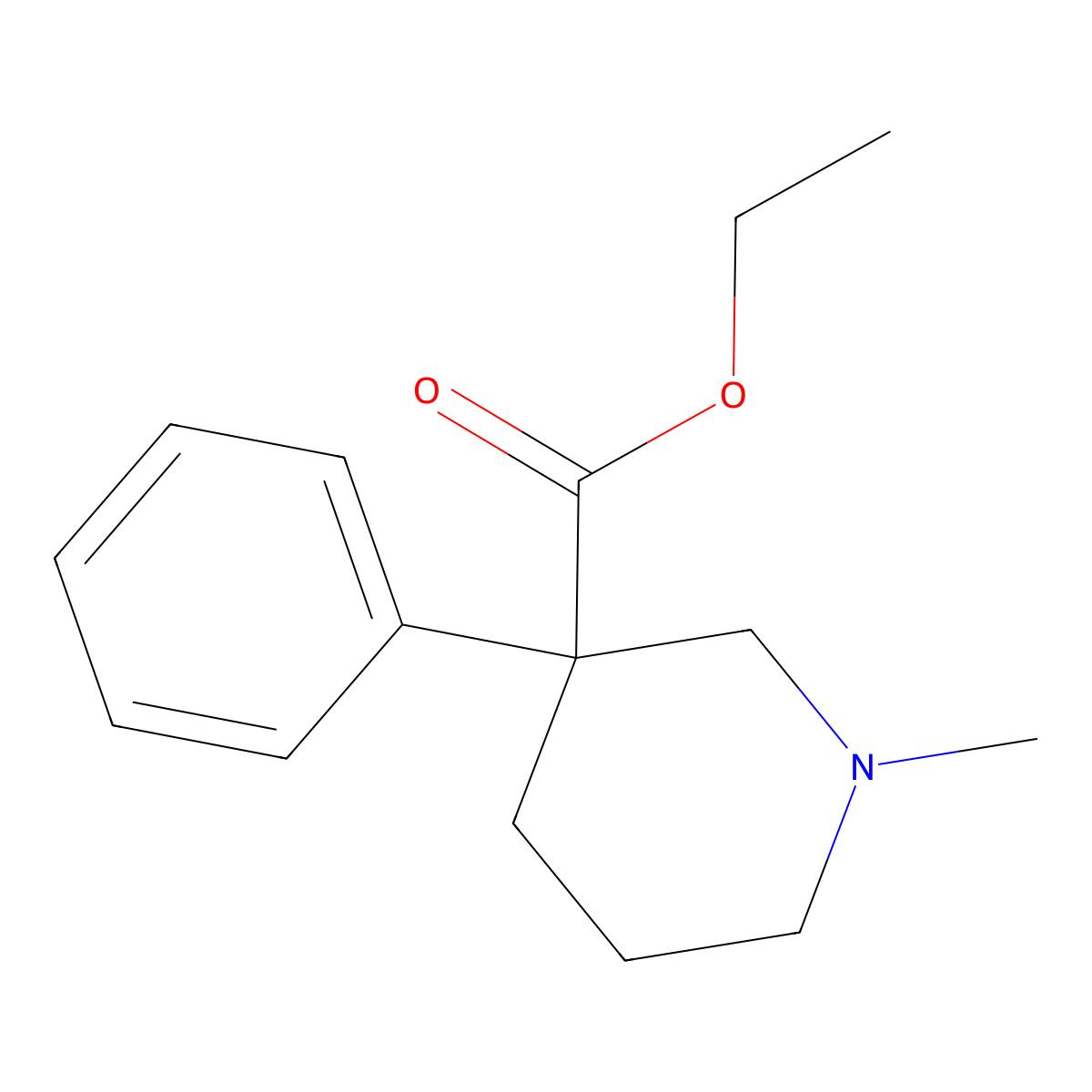 Ethyl 1-methyl-3-phenylpiperidine-3-carboxylate molecular structure, CAS 52370-94-2