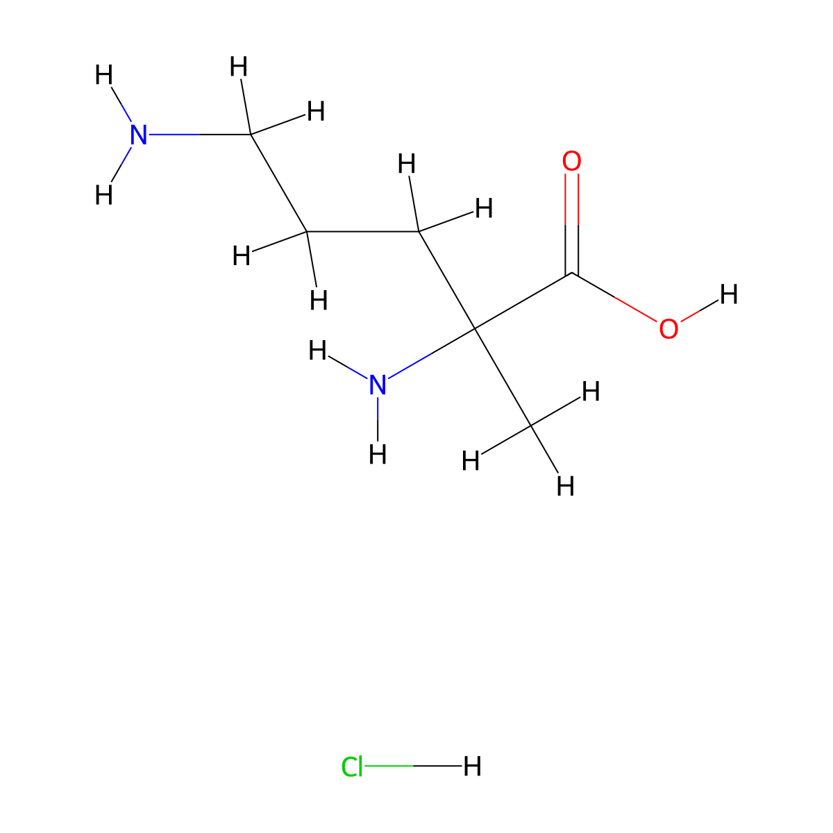 2,5-Diamino-2-methylpentanoic acid hydrochloride molecular structure, CAS 52372-32-4