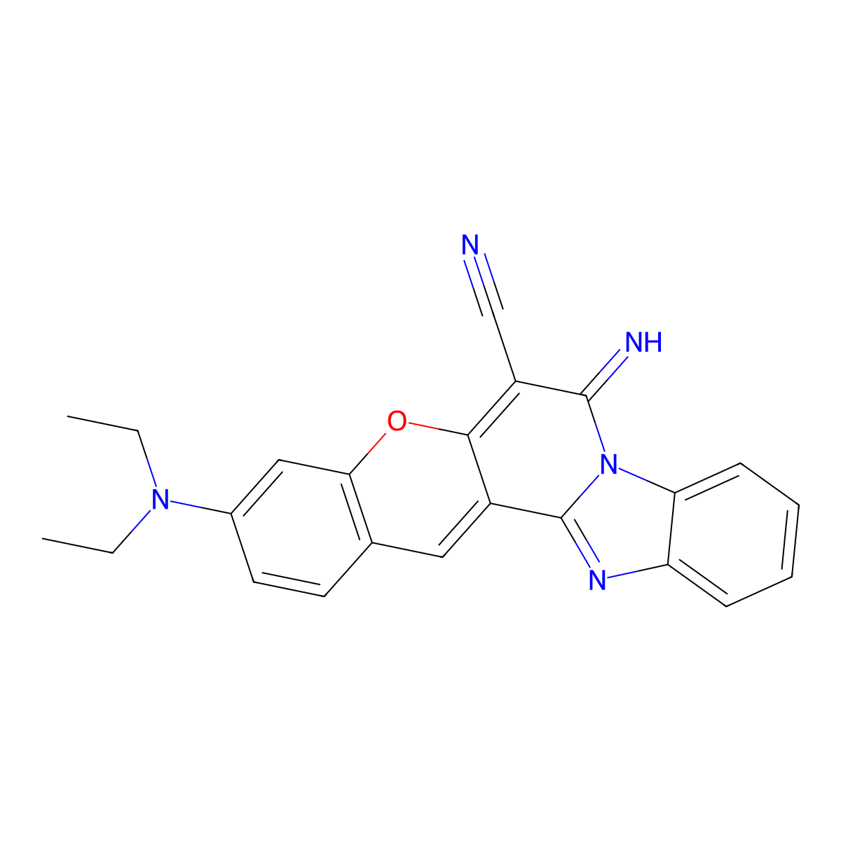 7H-(1)Benzopyrano(3',2':3,4)pyrido(1,2-a)benzimidazole-6-carbonitrile, 3-(diethylamino)-7-imino- molecular structure, CAS 52372-39-1