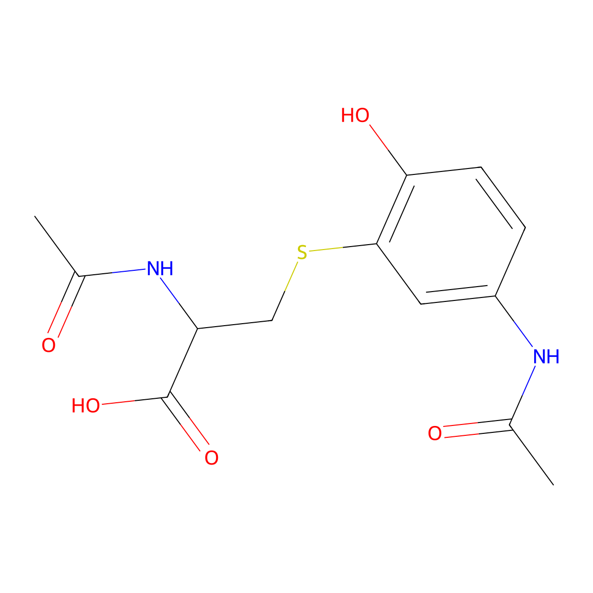 Acetaminophen mercapturate molecular structure, CAS 52372-86-8