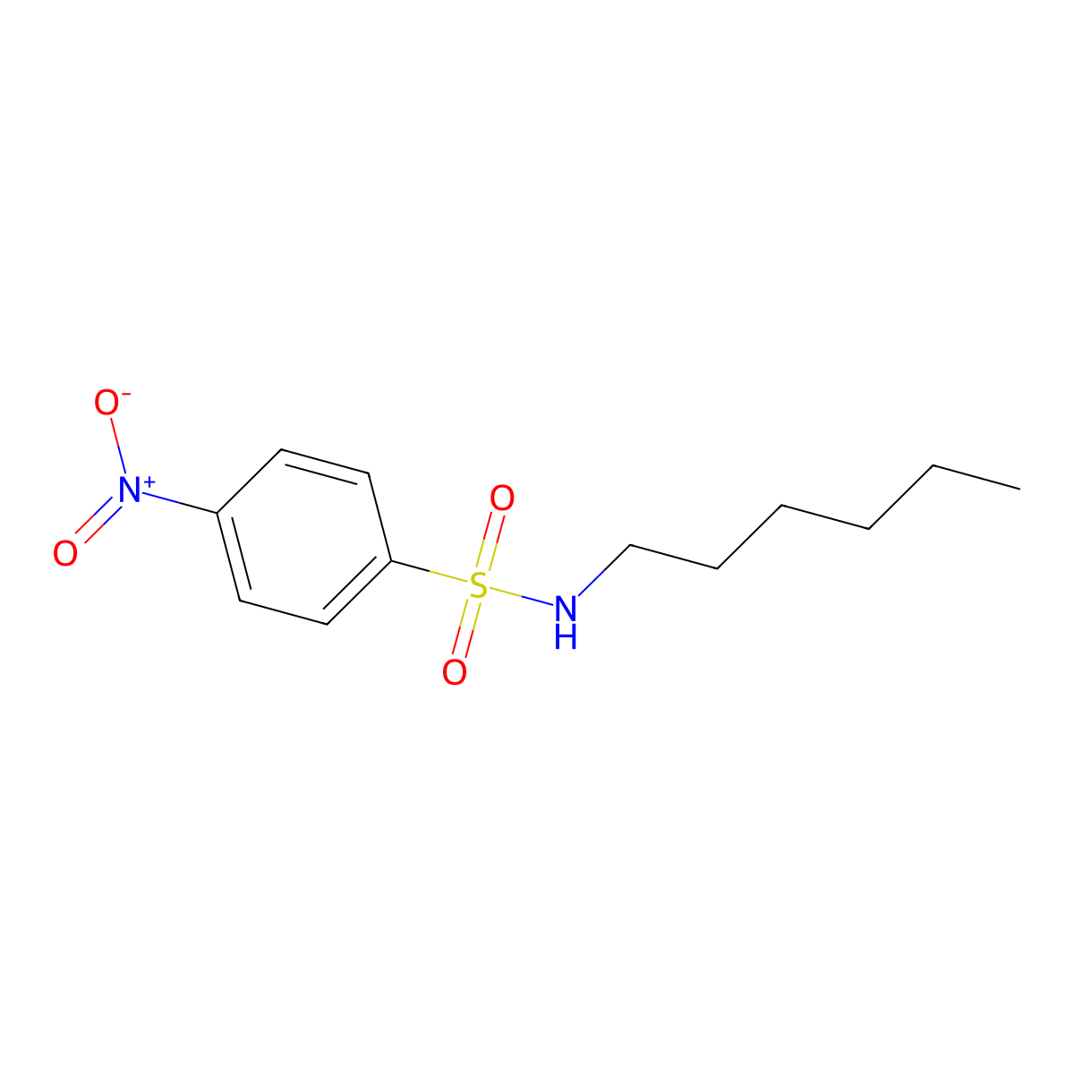 N-hexyl-4-nitrobenzenesulfonamide molecular structure, CAS 52374-18-2